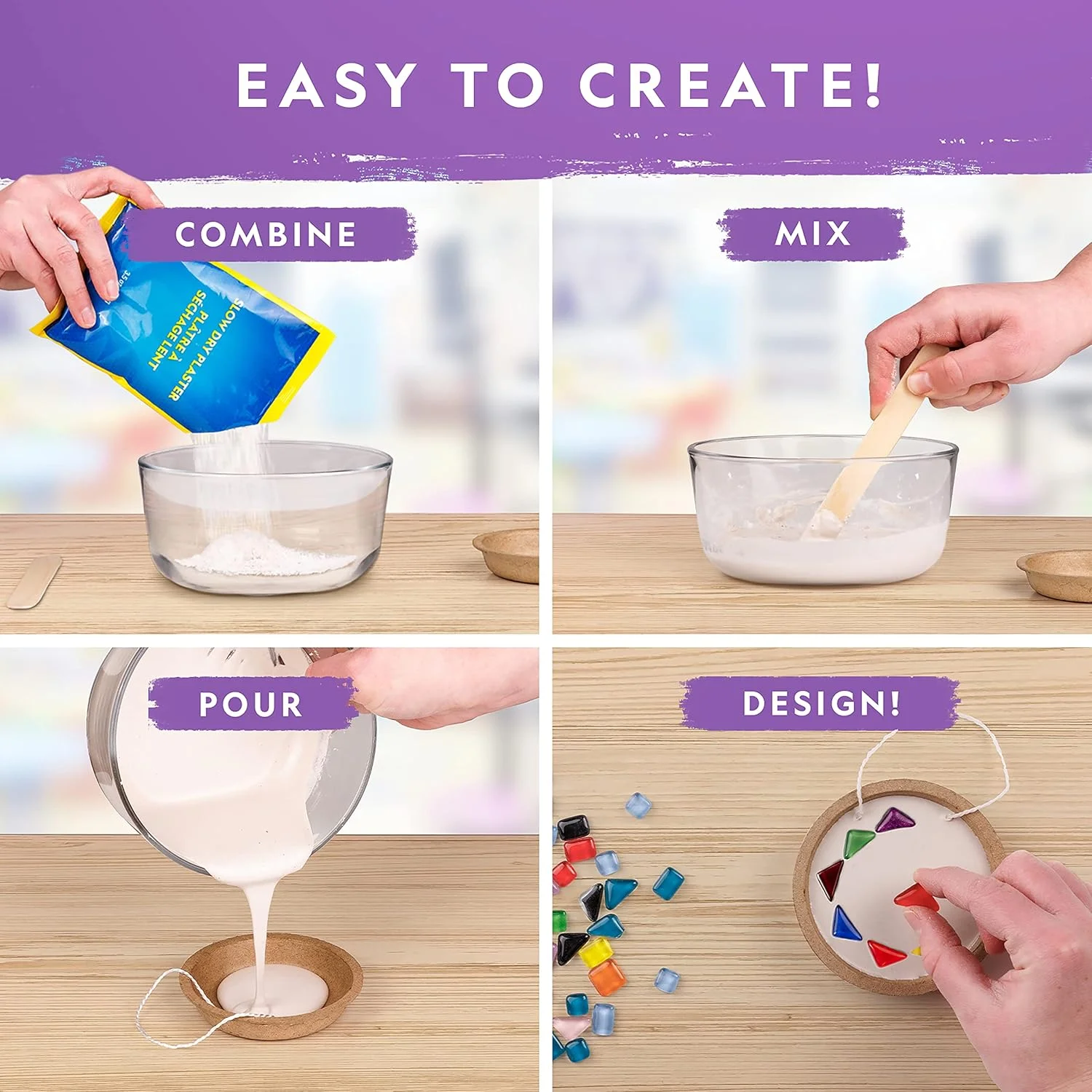 کیت هنری و کاردستی سنگ مرمر آبی نشنال جئوگرافیک برای کودکان - شامل کاشی های شیشه ای، قالب ها و موارد دیگر برای ایجاد پروژه های هنری موزاییکی