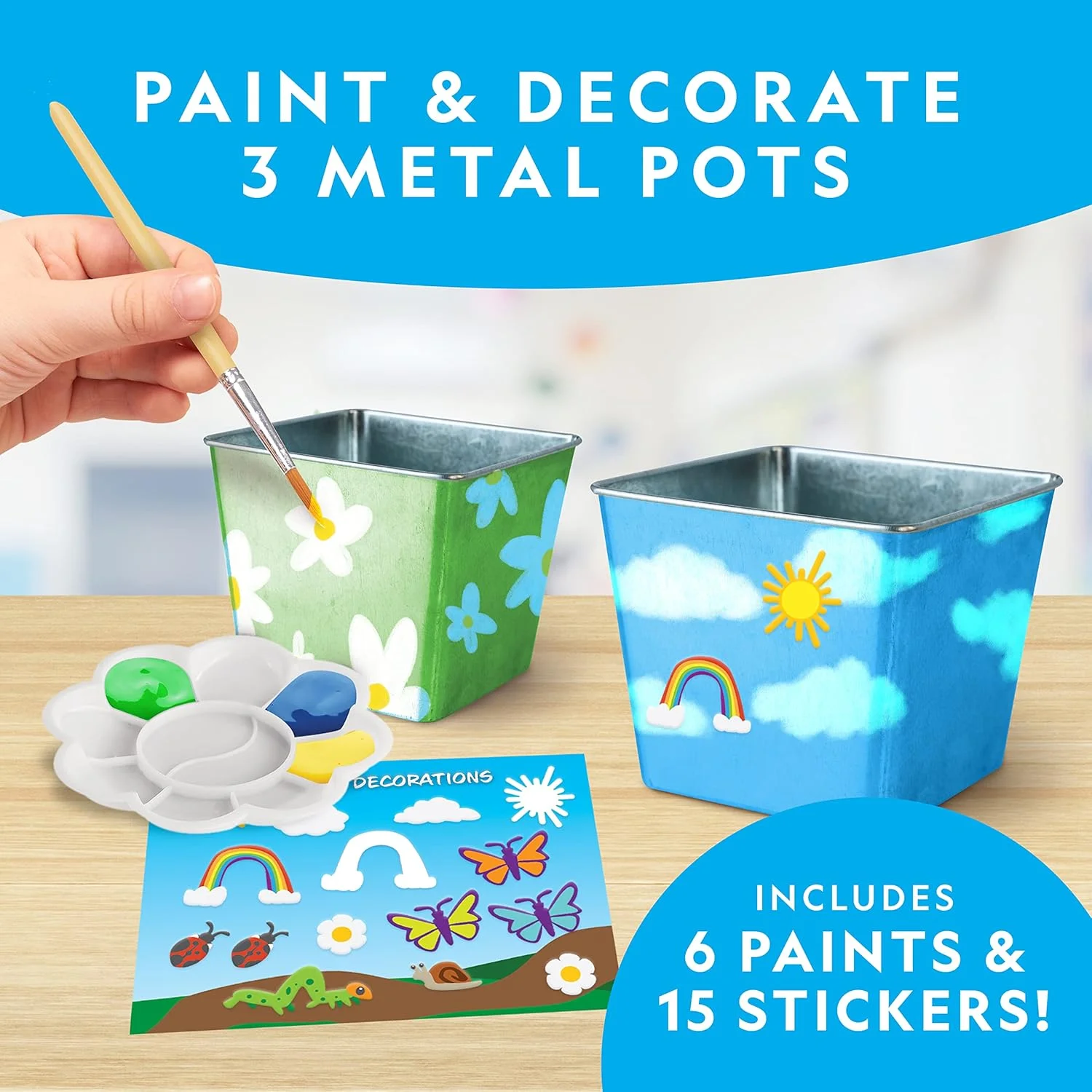 مجموعه باغبانی گل و گیاه نشنال جئوگرافیک برای کودکان - مجموعه باغبانی کودکان با 3 گلدان استیل ضد زنگ، رنگ و برچسب، اسباب بازی های فضای باز، مجموعه های کاردستی، مجموعه پرورش گیاه کودکان (اختصاصی آمازون)