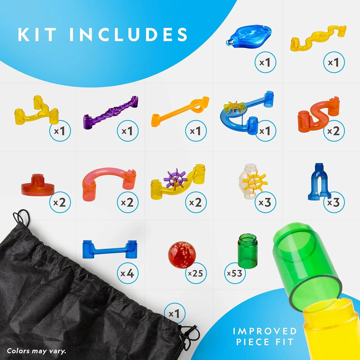 مسیر گوی درخشان نشنال جئوگرافیک – مجموعه ساختنی 115 قطعه ای با 25 گوی شیشه ای شب تاب، کیف نگهداری، اسباب بازی خلاقانه STEM عالی برای دختران و پسران