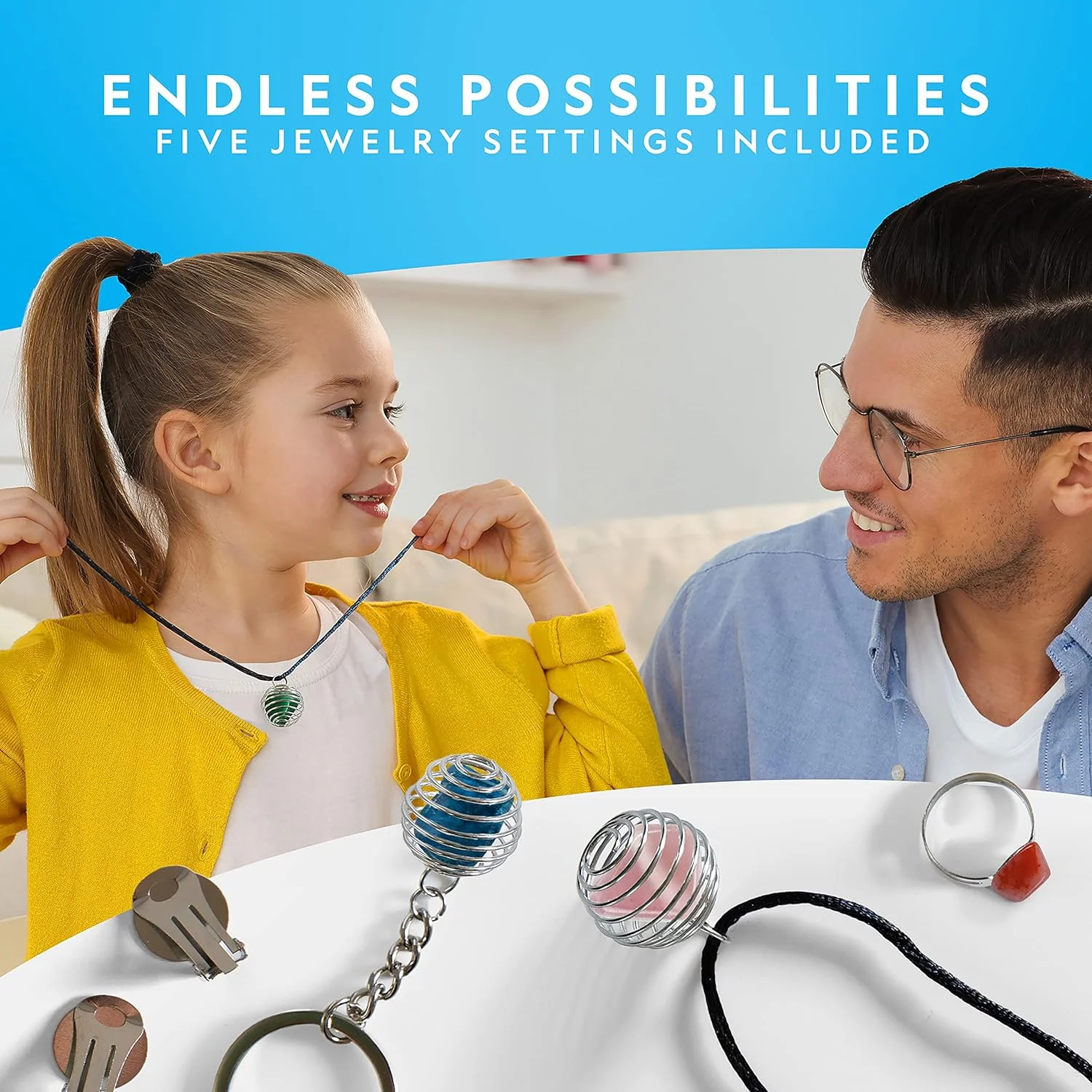 کیت شارژ مجدد سنگ‌ساب نشنال جئوگرافیک - 1.3 کیلوگرم سنگ‌های خشن ماداگاسکار برای صیقل دادن شامل جاسپر و کوارتز ناصیقل‌خورده - لوازم شامل گریت و لوازم جانبی جواهرات