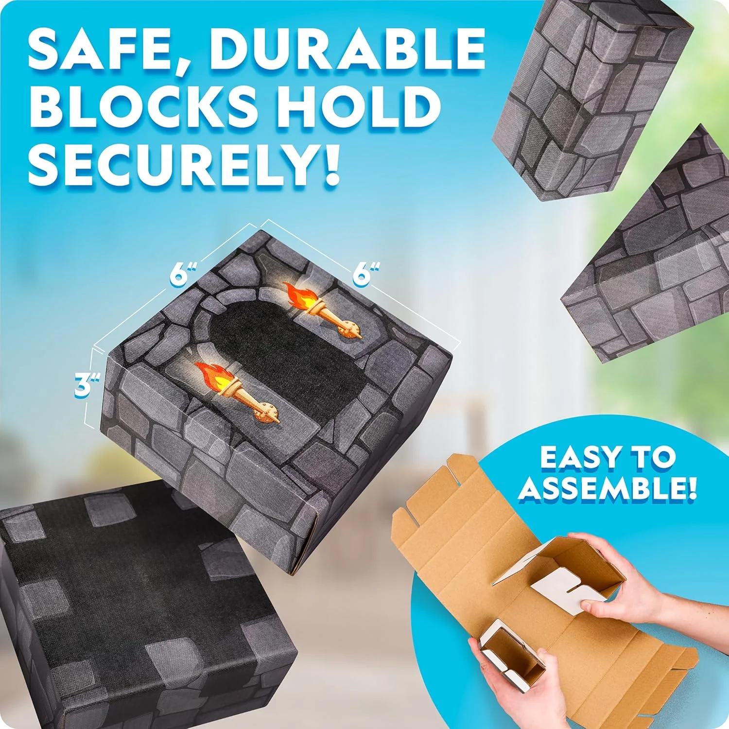 بلوک های ساختمانی مقوایی جامبو نشنال جئوگرافیک – 30 قطعه بلوک مقوایی بسیار ضخیم برای کودکان، ساخت قلعه بازی، خانه بازی سرپوشیده، بلوک های ساختمانی بزرگ، بلوک های غول پیکر کودکان