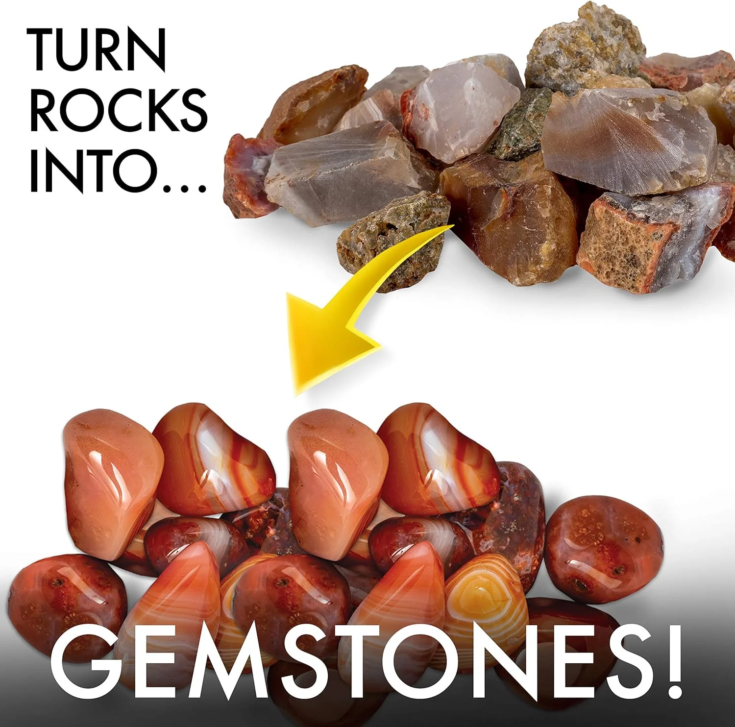 کیت شارژ مجدد سنگ ساب نشنال جئوگرافیک - 450 گرم مخلوط سنگ عقیق خام اصل برای سنگ سابی - شامل مواد مورد نیاز و لوازم جانبی جواهرات، عقیق خام