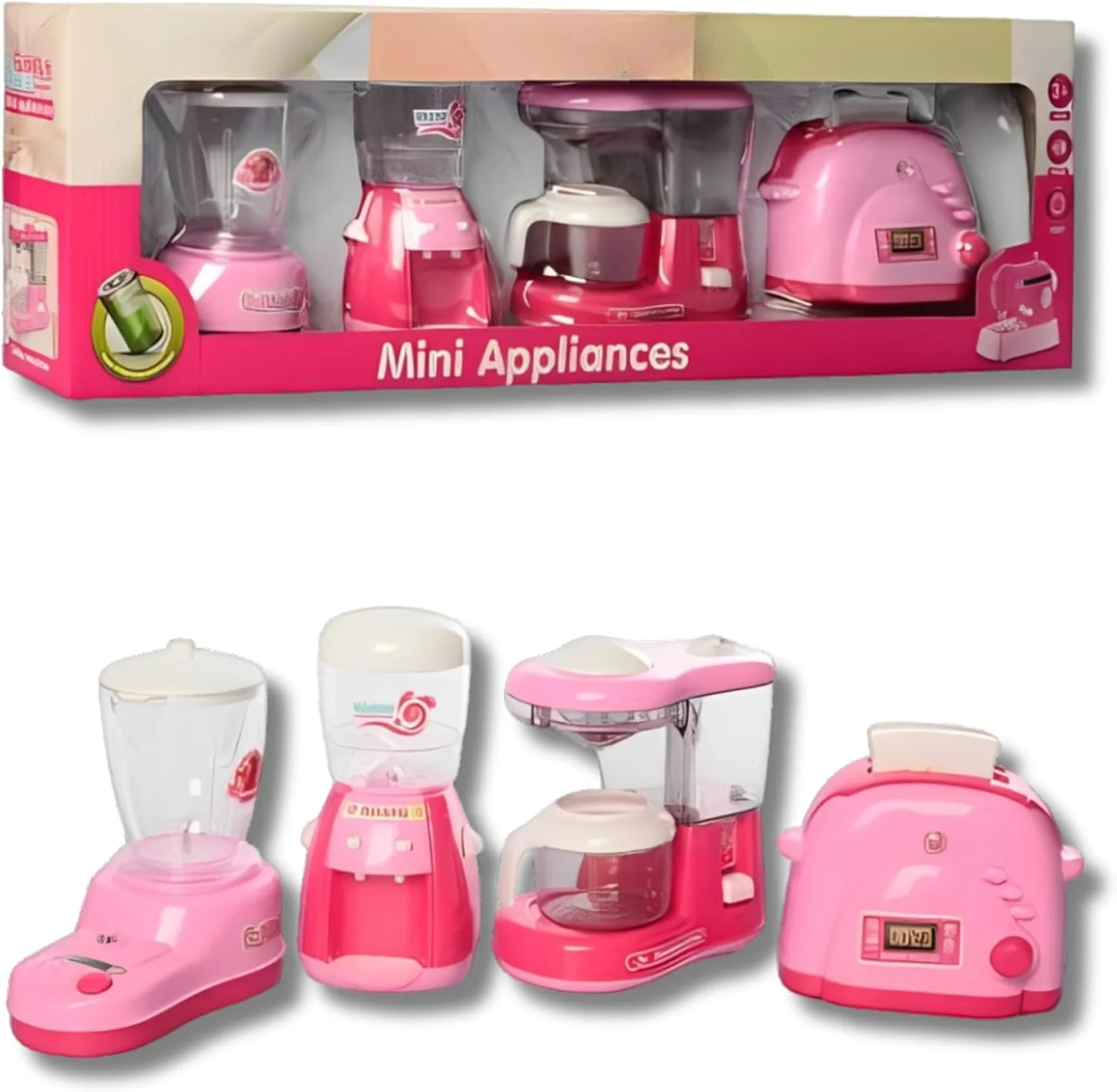 مجموعه اسباب بازی لوازم خانگی کوچک 4 در 1 TOY GARDEN برای کودکان | مجموعه بازی آشپزخانه با ویژگی های نور و صدا | شامل مخلوط کن، آبمیوه گیری، قهوه ساز و توستر | مجموعه بازی وانمودی برای پسران و دختران
