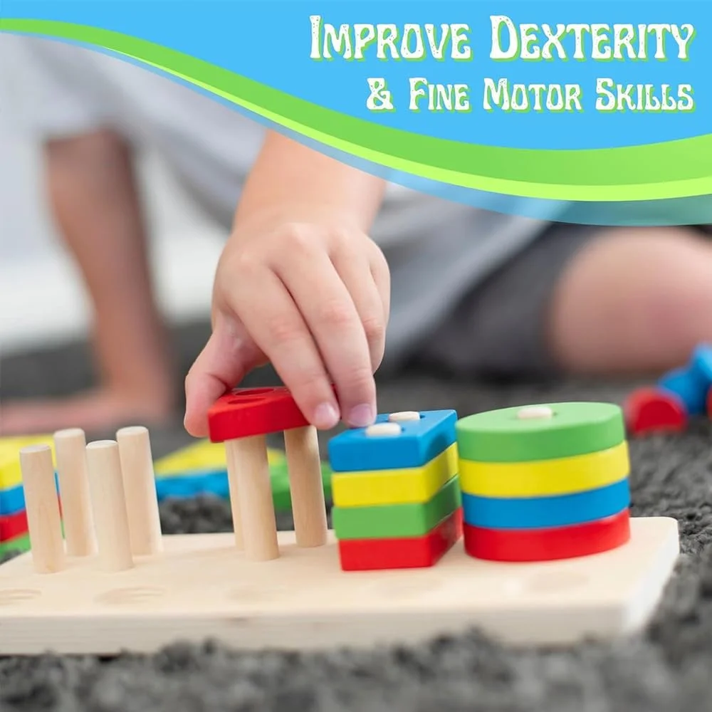 اسباب بازی ماهیگیری مغناطیسی چوبی مونته سوری توی گاردن، پازل مرتب سازی شکل و رنگ، هدیه اسباب بازی آموزشی برای کودکان، پسران و دختران، بلوک های چوبی برای یادگیری و توسعه