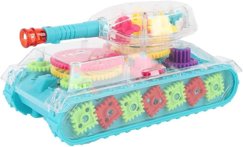 تانک ارتشی دنده ای شفاف موزیکال با چراغ های LED و چرخش 360 درجه