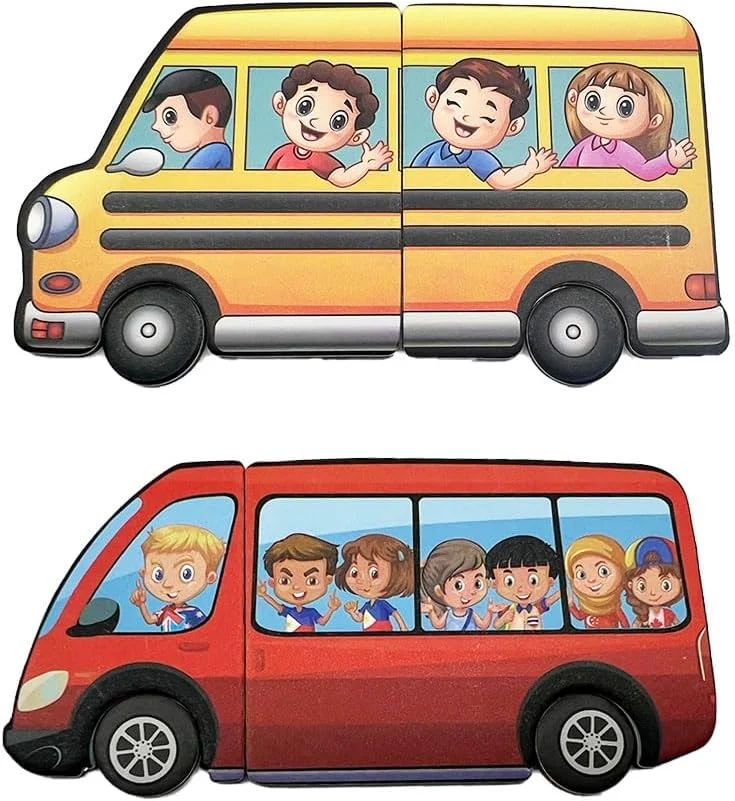 اتوبوس پازلی مغناطیسی آموزشی TOY GARDEN، هدیه ای برای کودکان، ترافیک سرگرم کننده، بازی آموزشی با موضوع، مجموعه پازل مغناطیسی برای کودکان نوپا، اسباب بازی آموزشی پیش دبستانی، مناسب برای سفر و بادوام