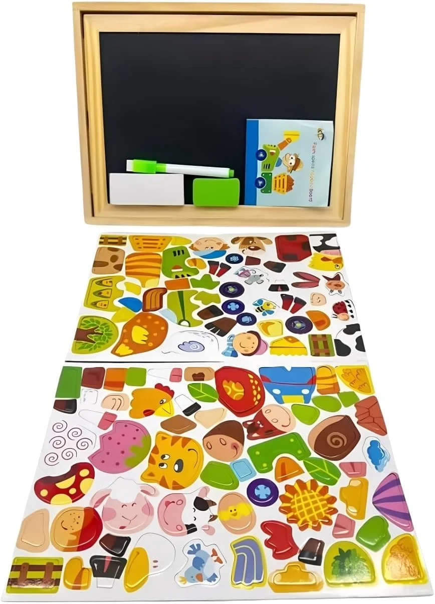 تخته سیاه و پازل چوبی چند منظوره TOY GARDEN – پازل حیوانات، سطح طراحی مغناطیسی، اسباب بازی آموزشی برای کودکان
