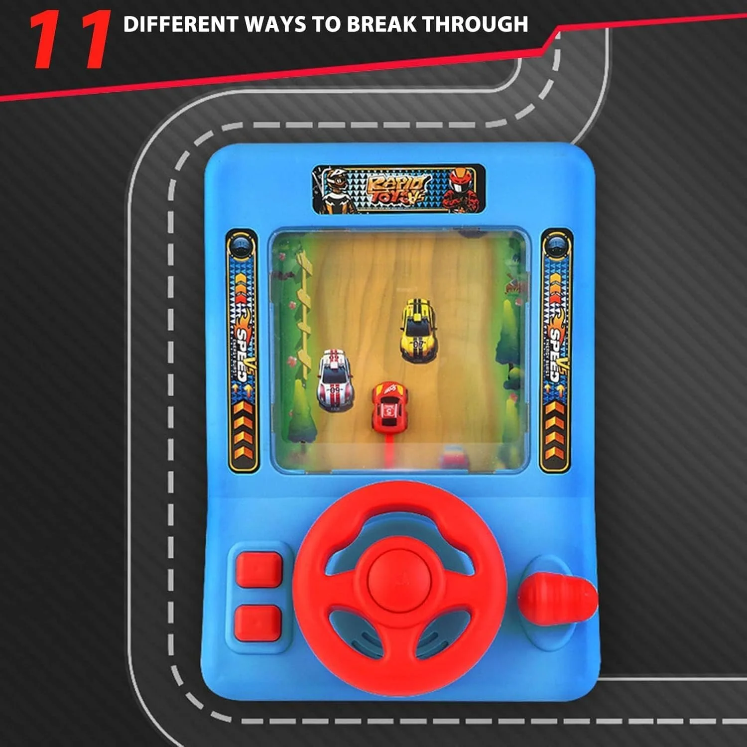 اسباب بازی فرمان مسابقه ای ماشین برای کودکان، دارای چراغ، موسیقی و صدا، شبیه ساز رانندگی تعاملی، بازی وانمودی آموزشی برای پسران و دختران 3 سال به بالا (قرمز)
