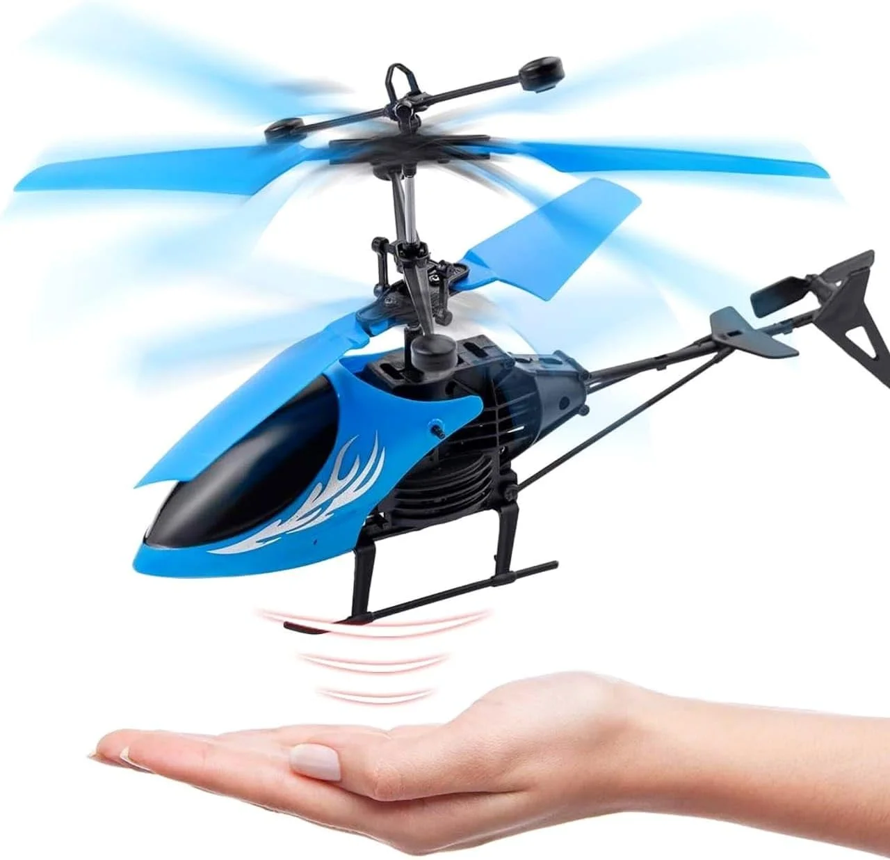 هلیکوپتر کنترلی اسباب بازی باغ اسباب بازی، هدیه آموزشی برای کودکان و بزرگسالان، هلیکوپتر پرنده شارژی با سنسور، چراغ های LED سه بعدی، بازی ماجراجویی داخلی و خارجی، کنترل دو حالته (آبی)
