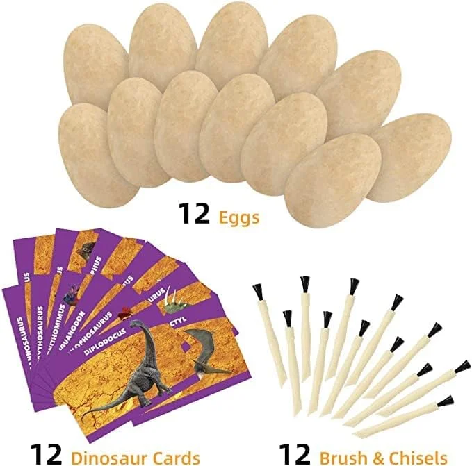مجموعه تخم دایناسور TOY GARDEN – بسته 12 عددی اسباب بازی های حفاری تخم دایناسور STEM برای کودکان – مجموعه کاوش باستان شناسی و دیرینه شناسی با ابزار – هدیه آموزشی برای پسران و دختران 3 سال به بالا