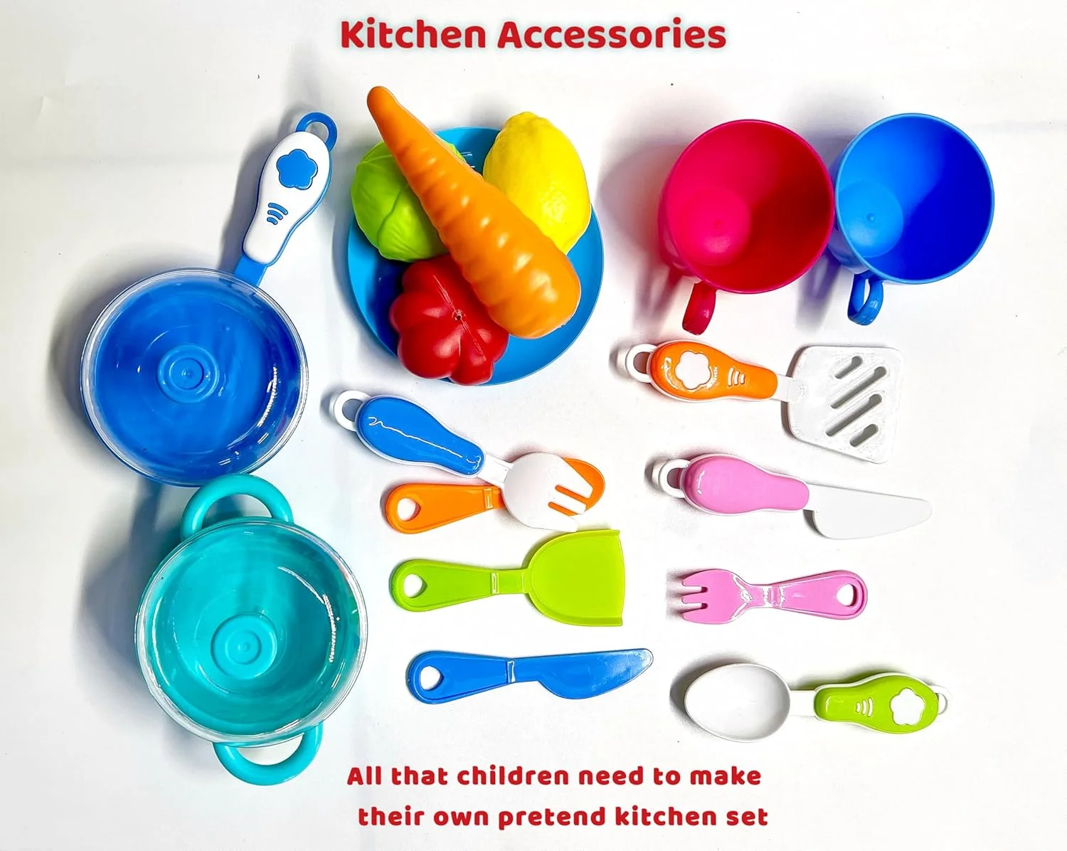 مجموعه آشپزخانه کوچک قابل حمل باغ اسباب بازی: اسباب بازی های آموزشی بازی وانمودی آشپزی برای کودکان در چمدان با چنگال، چاقو، قاشق، تابه، قابلمه، میوه ها، فنجان ها و موارد دیگر - بازی نقش آفرینی تعاملی برای کودکان