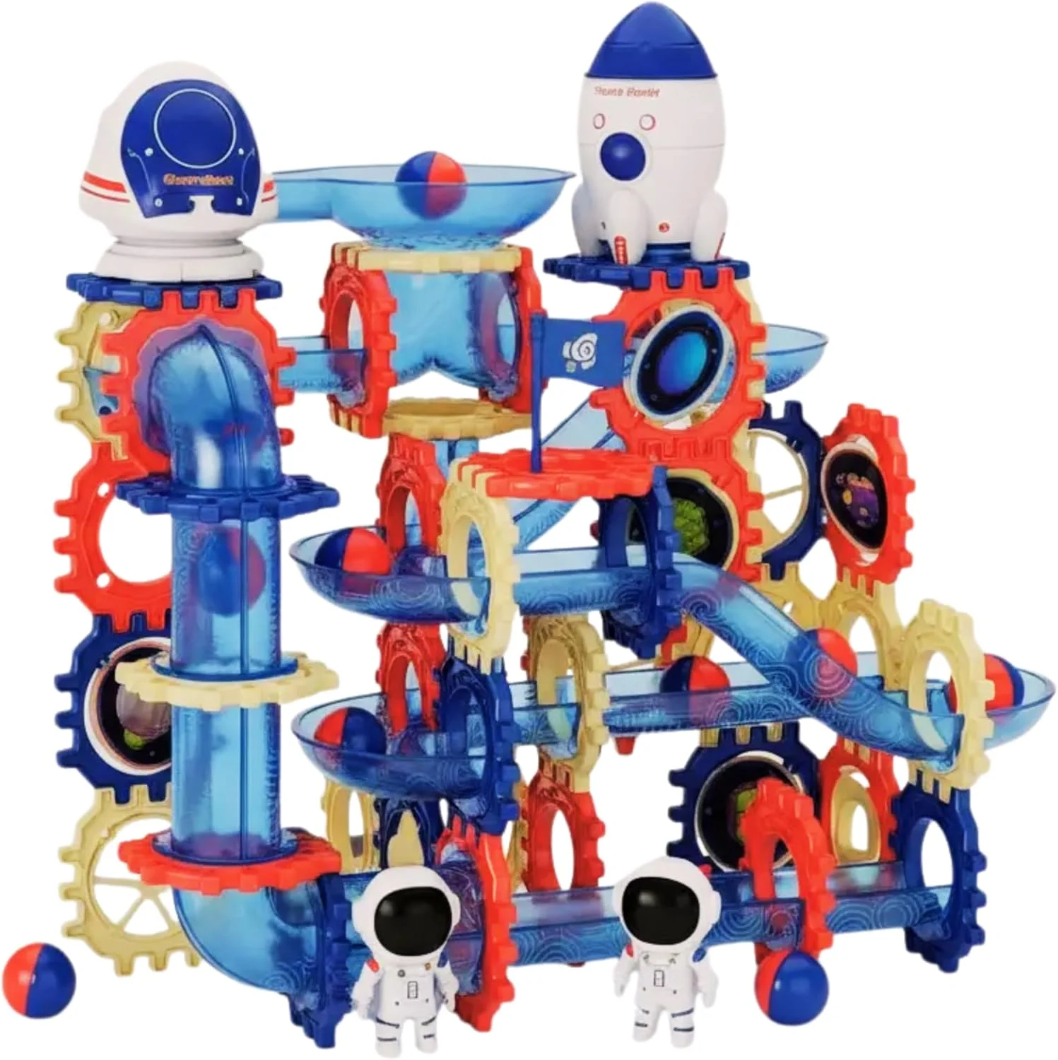 مجموعه بلوک های ساختنی مسیر گوی 131 قطعه ای باغ اسباب بازی - کیت ساخت مسیر مسابقه توپ غلتان، اسباب بازی آموزشی بازی هزارتوی مسیر کشویی STEM برای پسران و دختران