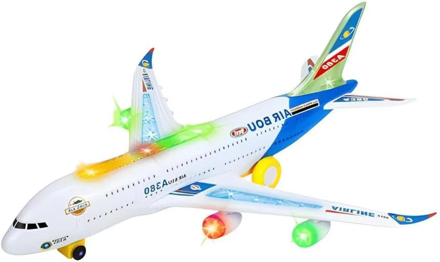 اسباب بازی هواپیمای حرکتی باغ اسباب بازی با نور و صدا - هواپیمای تعاملی فشاری برای کودکان نوپا