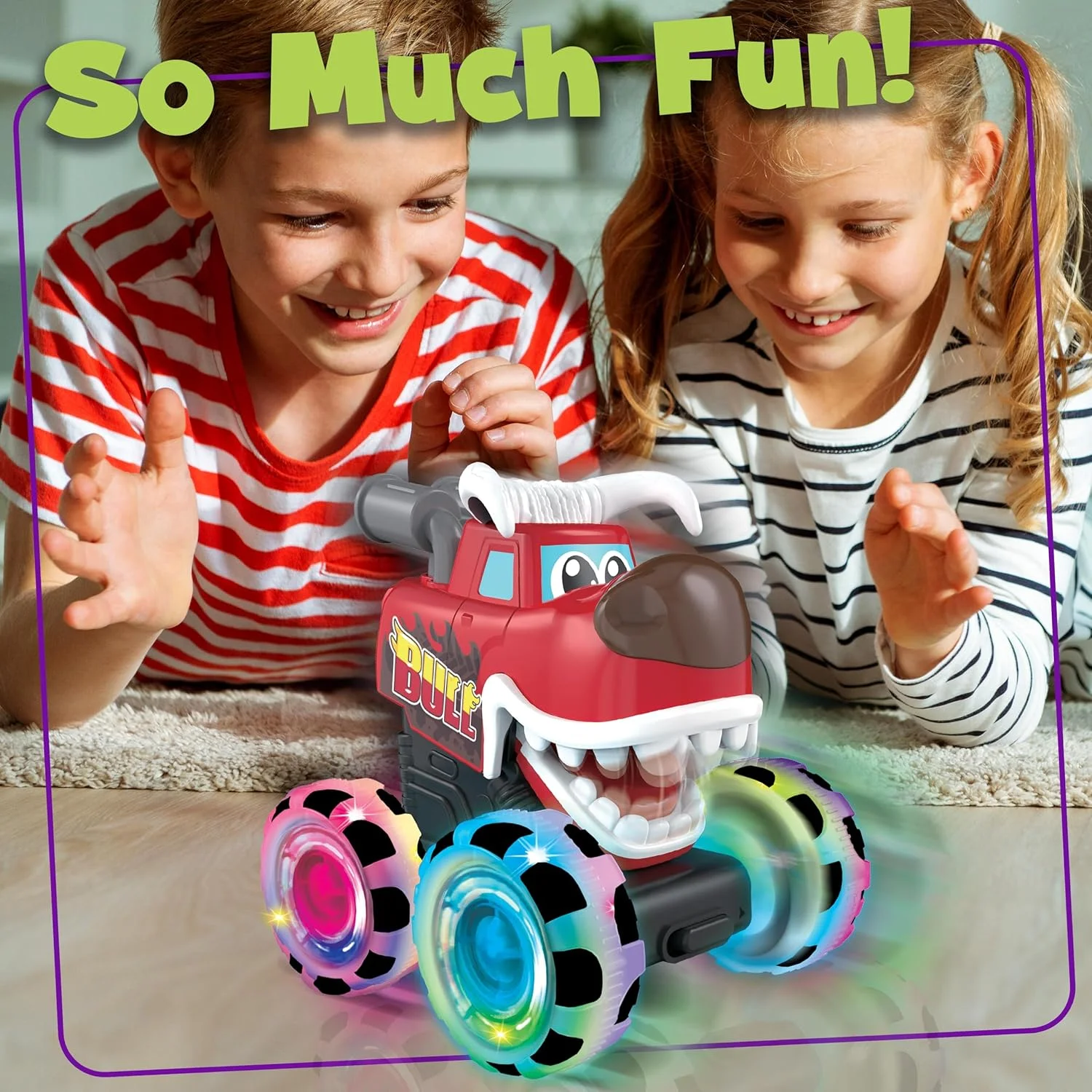 ماشین اسباب بازی کامیون هیولا طرح گاو - وسیله نقلیه عقب کشیدنی با چراغ و چرخ های بزرگ | جلوه های LED، لاستیک های آجدار، ماشین مسابقه و بدلکاری کودکان، هدیه برای سنین 3 سال به بالا ماشین اسباب بازی کامیون هیولا طرح گاو - وسیله نقلیه عقب کشیدنی با چراغ و چرخ های بزرگ | جلوه های LED، لاستیک های آجدار، ماشین مسابقه و بدلکاری کودکان، هدیه برای سنین 3 سال به بالا