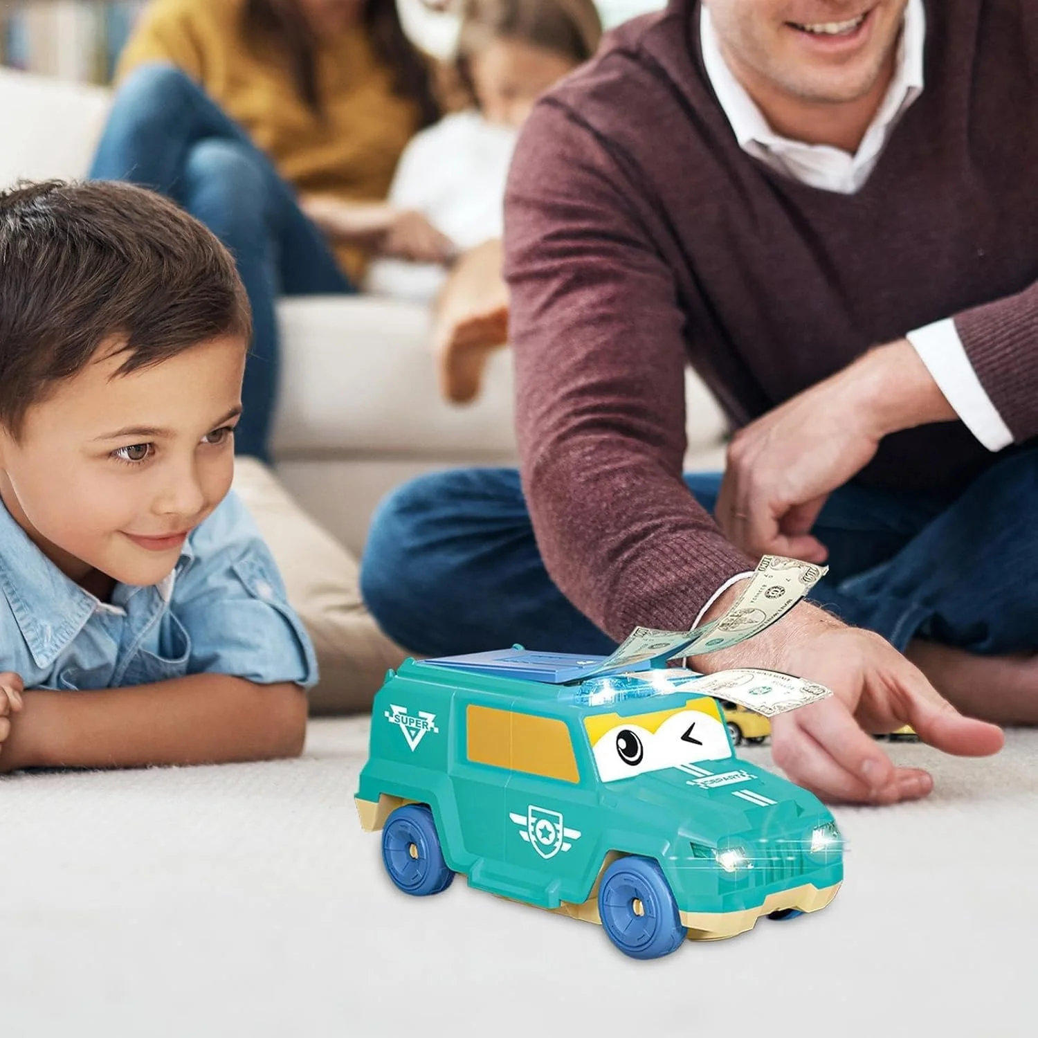 کامیون اسباب بازی پول پاش کودکانه TOY GARDEN - مدل ماشین آموزشی با نور و صدا، چرخش خودکار 360 درجه، سرعت فوق العاده، عملکرد سرگرم کننده پول پاشی، اسباب بازی تعاملی وسایل نقلیه برای پسران و دختران، 3 سال به بالا