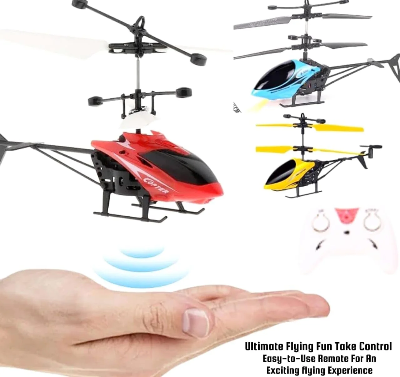 هلیکوپتر کنترلی اسباب بازی باغ اسباب بازی، هدیه آموزشی برای کودکان و بزرگسالان، هلیکوپتر پرنده شارژی با سنسور، چراغ های LED سه بعدی، بازی ماجراجویی داخلی و خارجی، کنترل دو حالته (زرد)