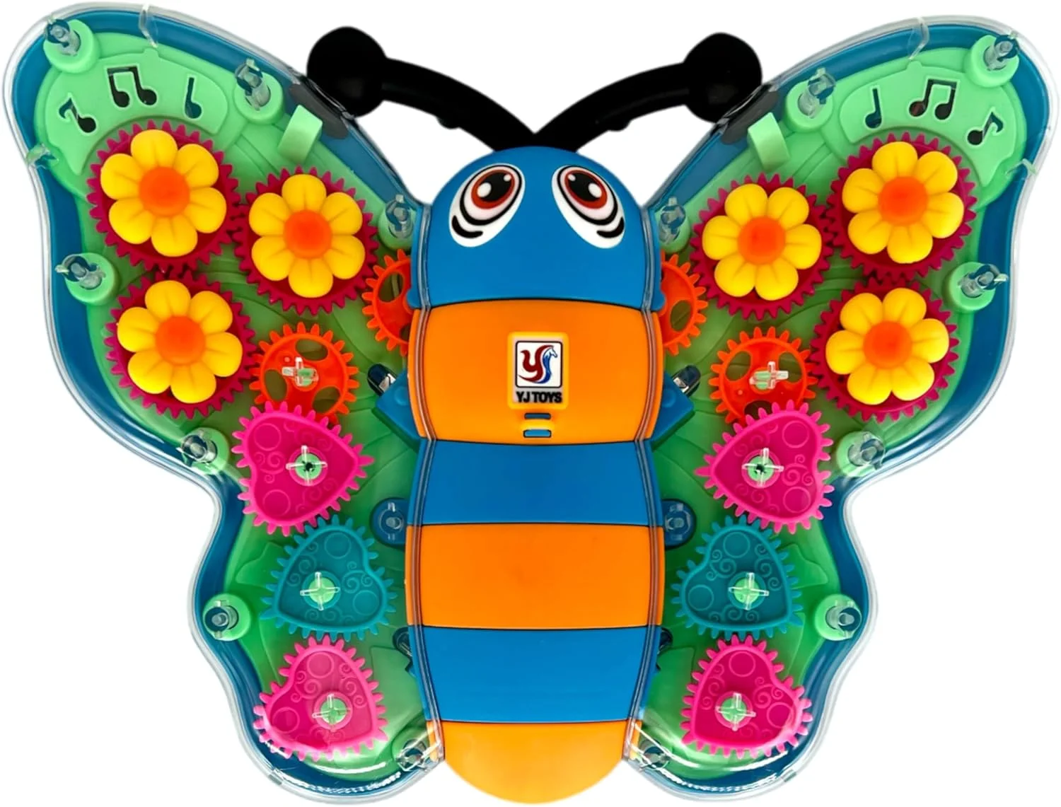 اسباب بازی پروانه دنده ای سه بعدی شفاف Toy Garden - پروانه مکانیکی چرخان 360 درجه با صدا، چراغ ها و شبیه سازی دنده ای چشمک زن برای کودکان - ماشین اسباب بازی پروانه ای چند رنگ بادوام