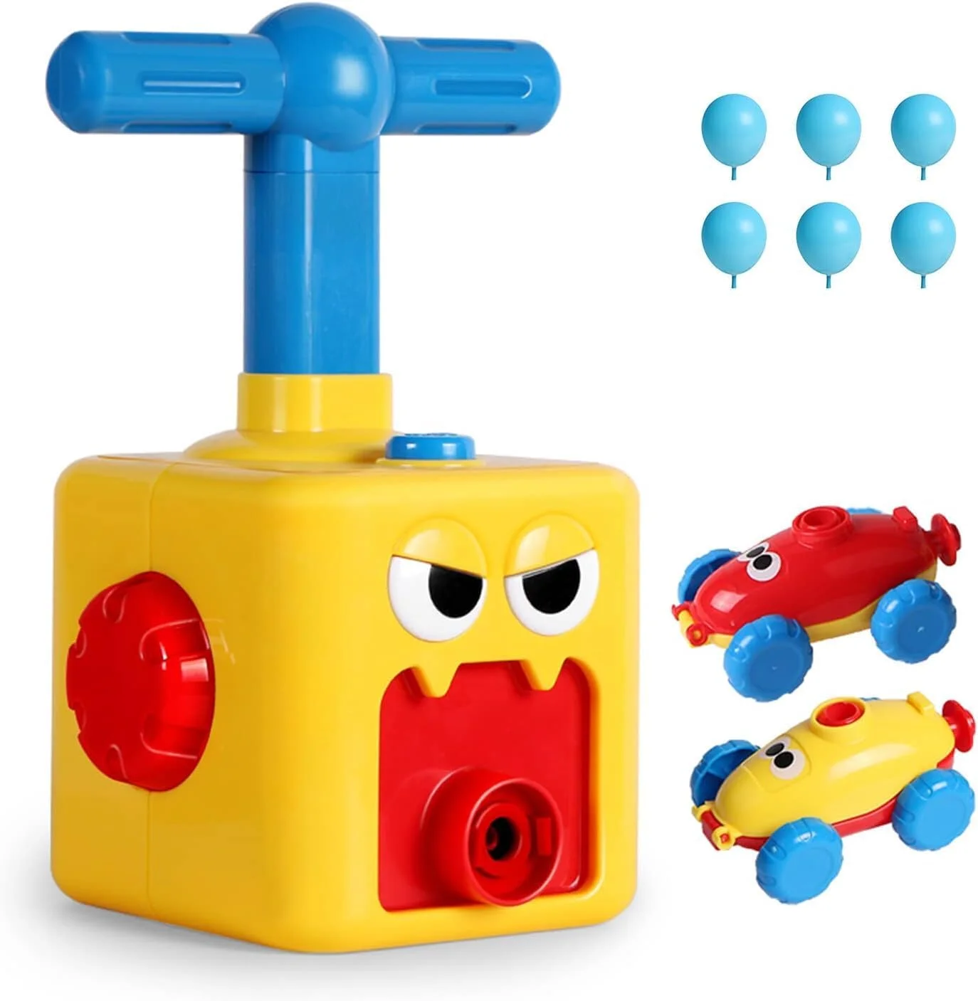 مجموعه اسباب بازی ماشین مسابقه ای بادی TOY GARDEN، 6 تکه، با پمپ، طراحی اردک زرد، اسباب بازی آموزشی STEM، مناسب مهمانی کودکان، ایمن و سرگرم کننده