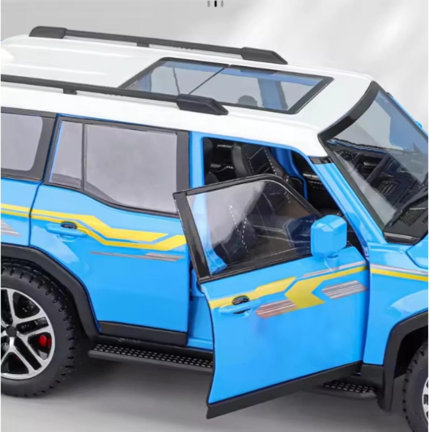 مدل ماشین اس یو وی دایکاست آلیاژی مقیاس 1:24، صدا و نور واقعی، عقب کشیدنی، بدنه فلزی، مدل کلکسیونی، اسباب بازی آموزشی برای کودکان، هدیه ایمن و بادوام - آبی