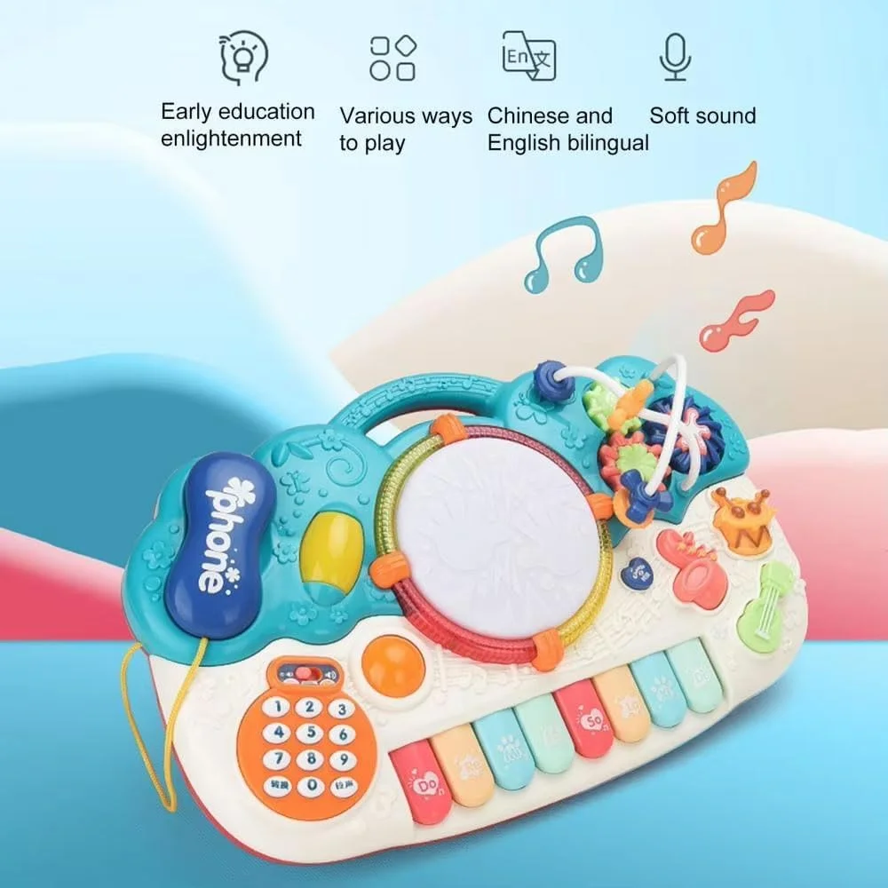 پیانو اسباب بازی موزیکال باغ اسباب بازی، هدیه آموزشی دو زبانه برای کودکان، اسباب بازی موسیقی رشدی کودک، پیانو موزیکال کریسمس برای کودکان