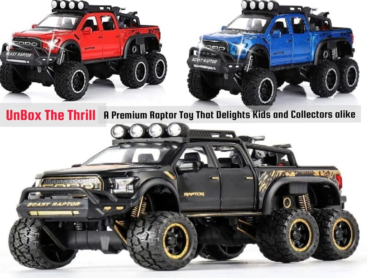 کامیون اسباب بازی کودکانه، مدل ماشین فلزی دایکاست با صدا و نور، اسباب بازی آموزشی هدیه برای پسران، کامیون های ماجراجویی و بازی ماشین برای کودکان (مشکی)