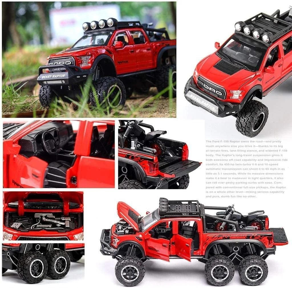 کامیون اسباب بازی باغچه، مدل ماشین فلزی دایکست با صدا و نور، اسباب بازی آموزشی هدیه برای پسران، کامیون های ماجراجویی و بازی ماشین اسباب بازی برای کودکان (قرمز)