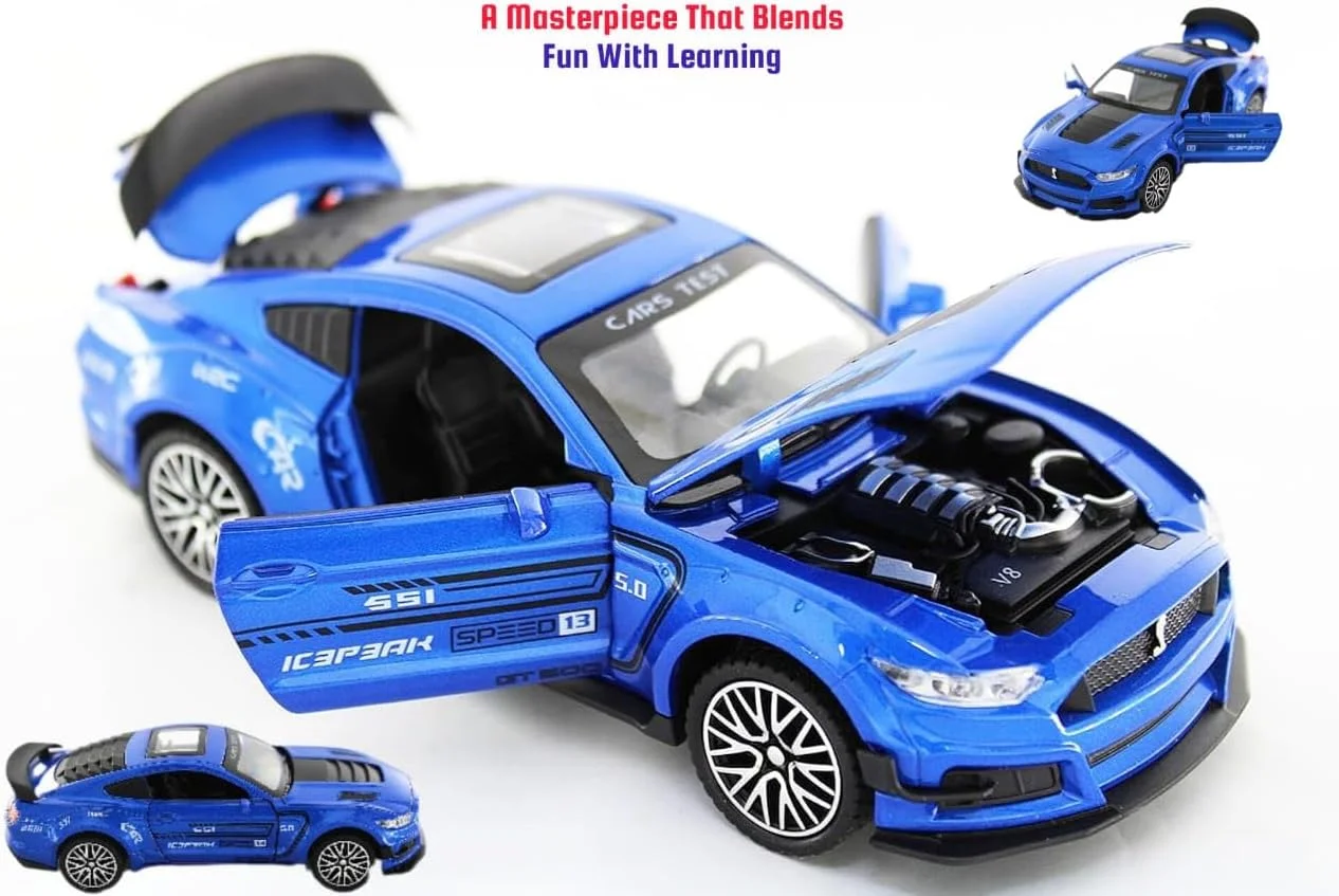 ماشین فلزی اسباب بازی مدل TOY GARDEN در مقیاس 1:32، ماشین آلیاژی عقب کش آموزشی برای کودکان، پسران و دختران، مدل کامیون واقعی با قابلیت باز شدن درها و چراغ ها، هدیه ای برای دوستداران ماشین (آبی)