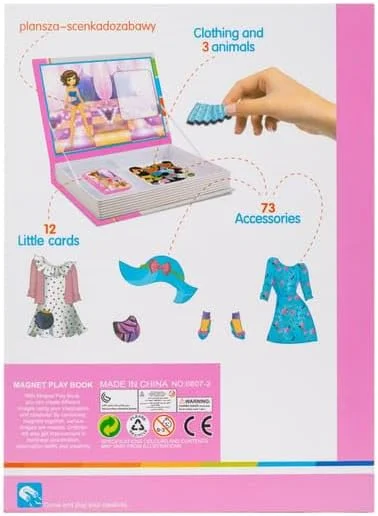 کتاب پازل لباس پوشیدن پرنسس مغناطیسی TOY GARDEN، شامل 73 لوازم جانبی با 12 کارت تم دار برای بازی خلاقانه مد