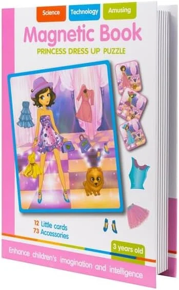 کتاب پازل لباس پوشیدن پرنسس مغناطیسی TOY GARDEN، شامل 73 لوازم جانبی با 12 کارت تم دار برای بازی خلاقانه مد