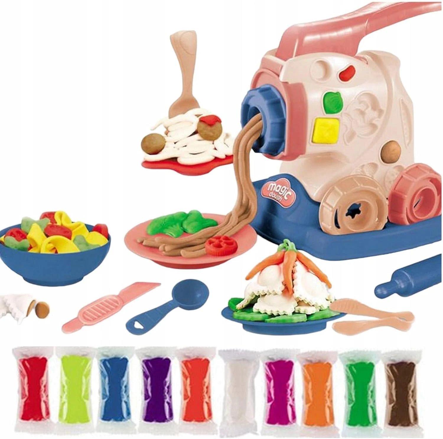 دستگاه خمیر بازی جادویی رشته ساز TOY GARDEN - اسباب بازی آشپزخانه با قالب و برش - مجموعه غذای سرگرم کننده DIY برای کودکان 3 سال به بالا - افزایش خلاقیت و مهارت های حرکتی ظریف