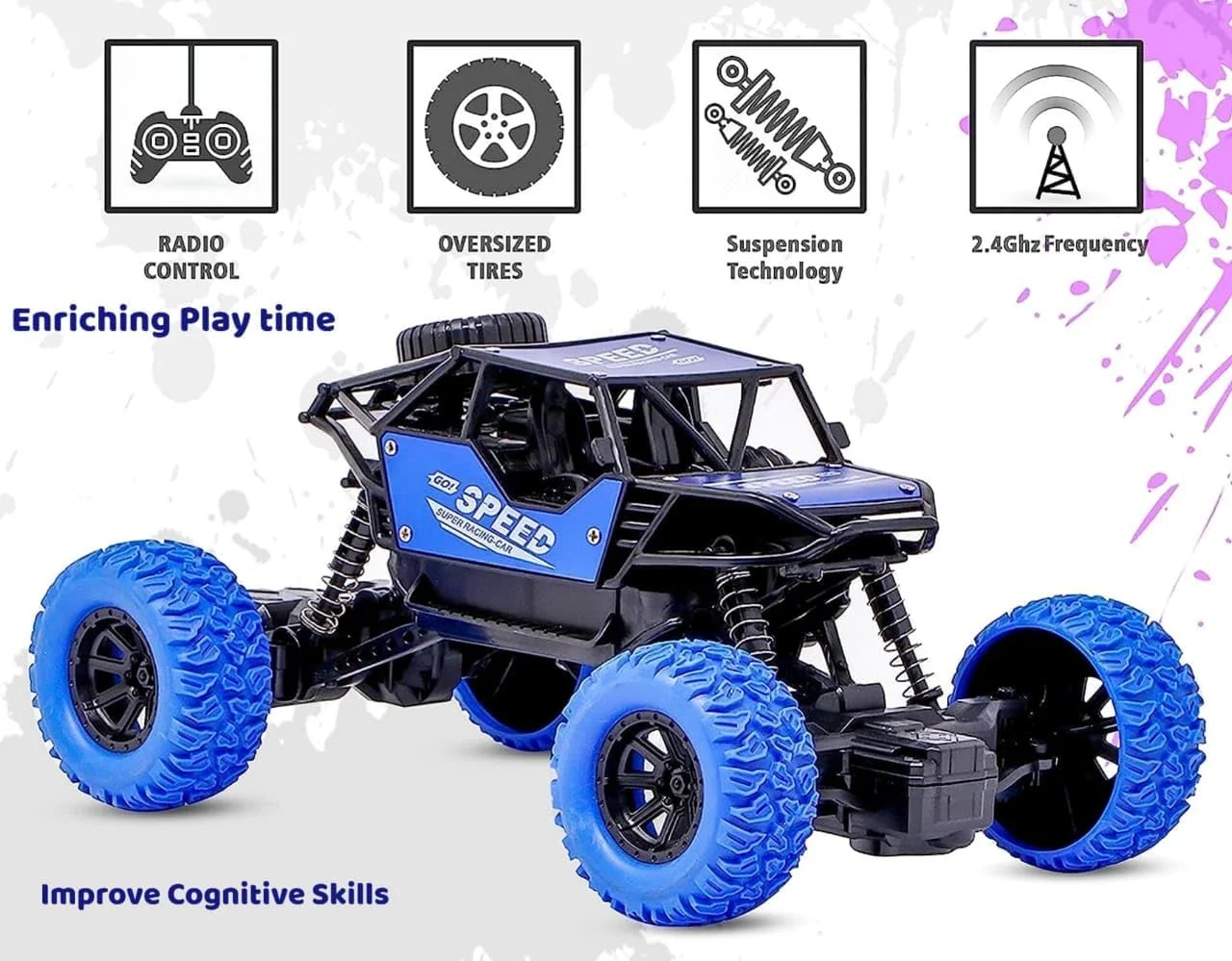 کامیون آفرود کنترلی 4x4 Toy Garden، ماشین کنترلی ماجراجویی نهایی برای کودکان، آموزشی و تقویت یادگیری و مهارت های حرکتی با سرگرمی بی پایان، مناسب برای پسران و دختران (آبی)