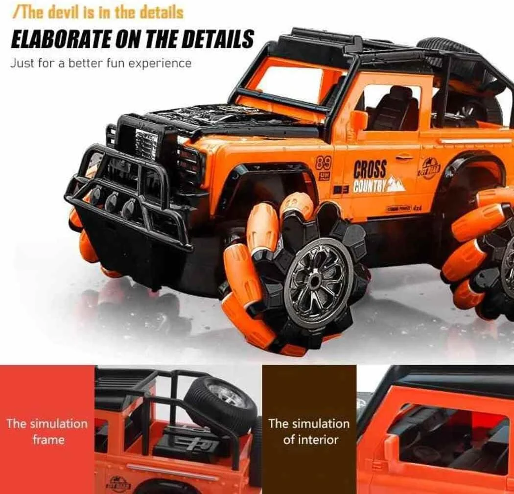 ماشین کنترلی آکروباتیک TOY GARDEN، ماشین دریفت 4x4 با کنترل از راه دور سنسور حرکتی، چرخش 360 درجه دو طرفه با نور و موسیقی، اسباب بازی آموزشی و هدیه تولد برای کودکان (نارنجی)