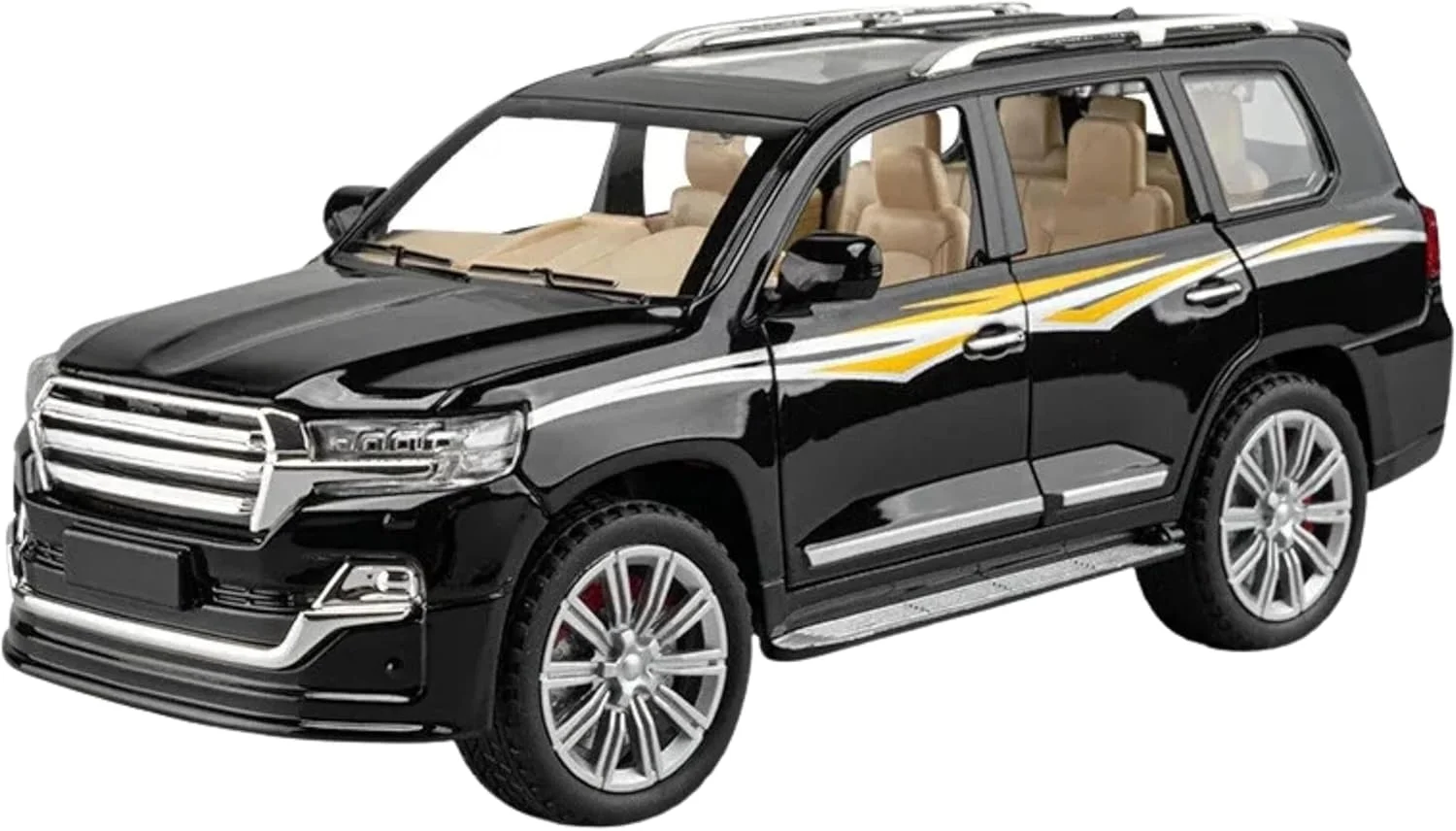 مدل ماشین اسباب بازی شاسی بلند فلزی، مقیاس 1:24، عقب کش، صدا و نور واقعی، ماشین اسباب بازی فلزی بادوام، مدل کلکسیونی، هدیه آموزشی ایمن برای کودکان و کلکسیونرها - مشکی