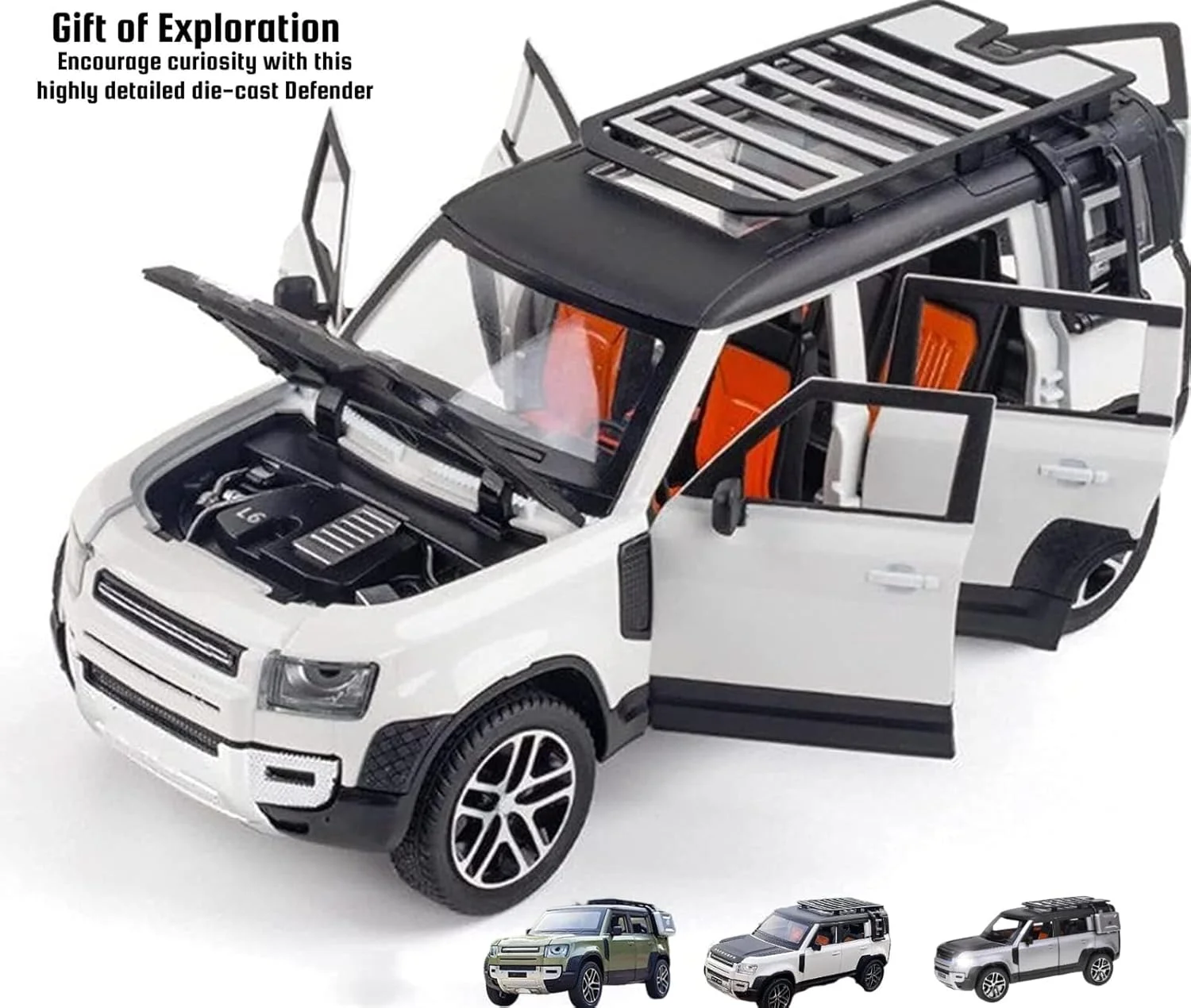 مدل ماشین فلزی اسباب بازی باغچه مدل 1:24 با نور و صدا، عملکرد عقب کش، جزئیات داخلی واقعی، هدیه اسباب بازی آموزشی برای کودکان 3+ و نمایش کلکسیونی (سفید)