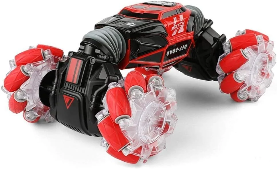 ماشین کنترلی آکروباتیک Toy Garden، دو طرفه 4WD با قابلیت چرخش 360 درجه، ماشین دریفت آفرود کنترلی آموزشی مناسب کودکان 4 تا 12 سال (قرمز)