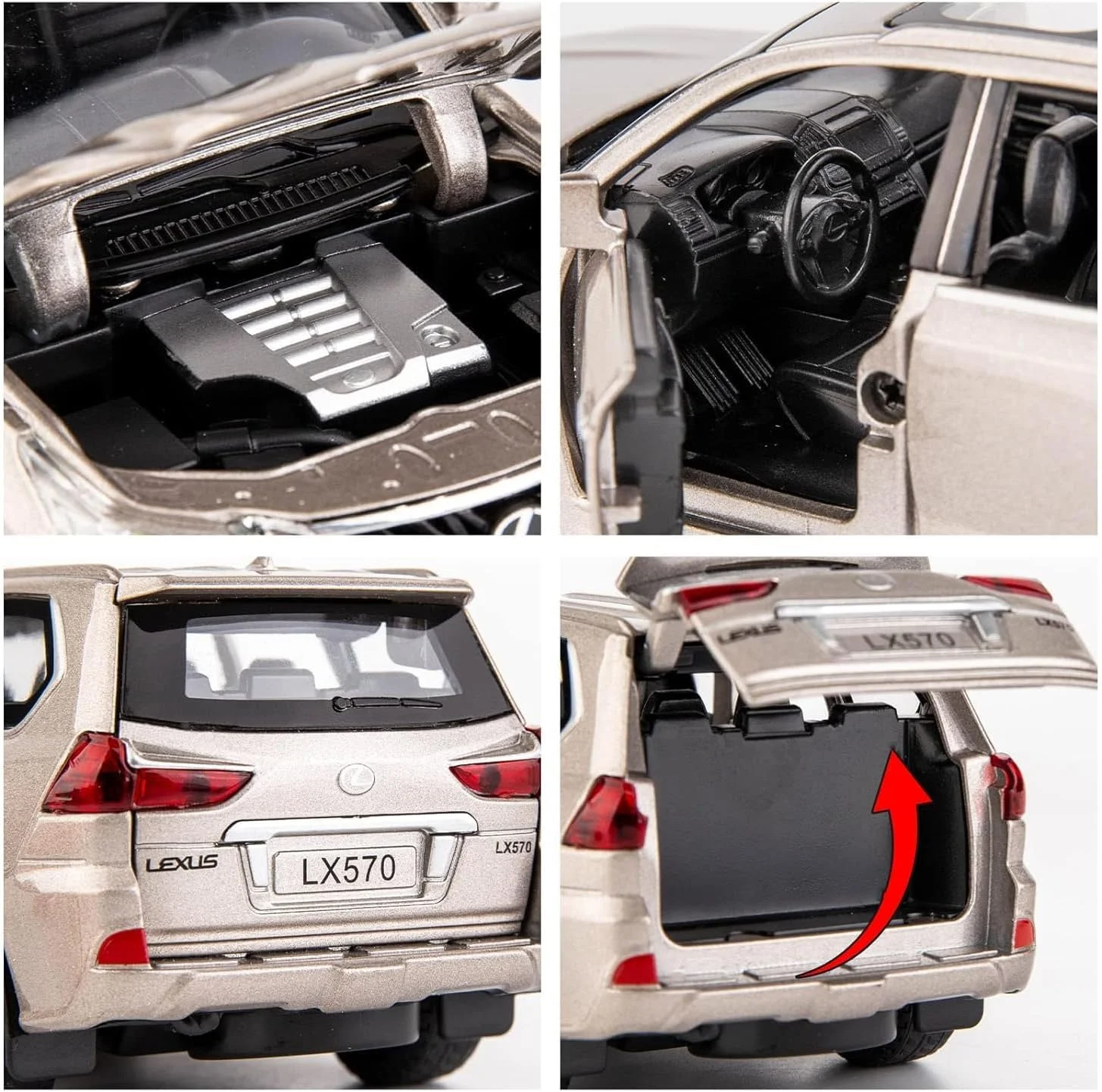 ماشین اسباب بازی دایکست شاسی بلند مقیاس 1:24 TOY GARDEN - ماشین اسباب بازی آلیاژی آفرود عقب کش با صدا و نور، درهای بازشو، مدل کامیون کلکسیونی، ماشین اسباب بازی آموزشی برای بازی در فضای داخلی و خارجی پسران و دختران