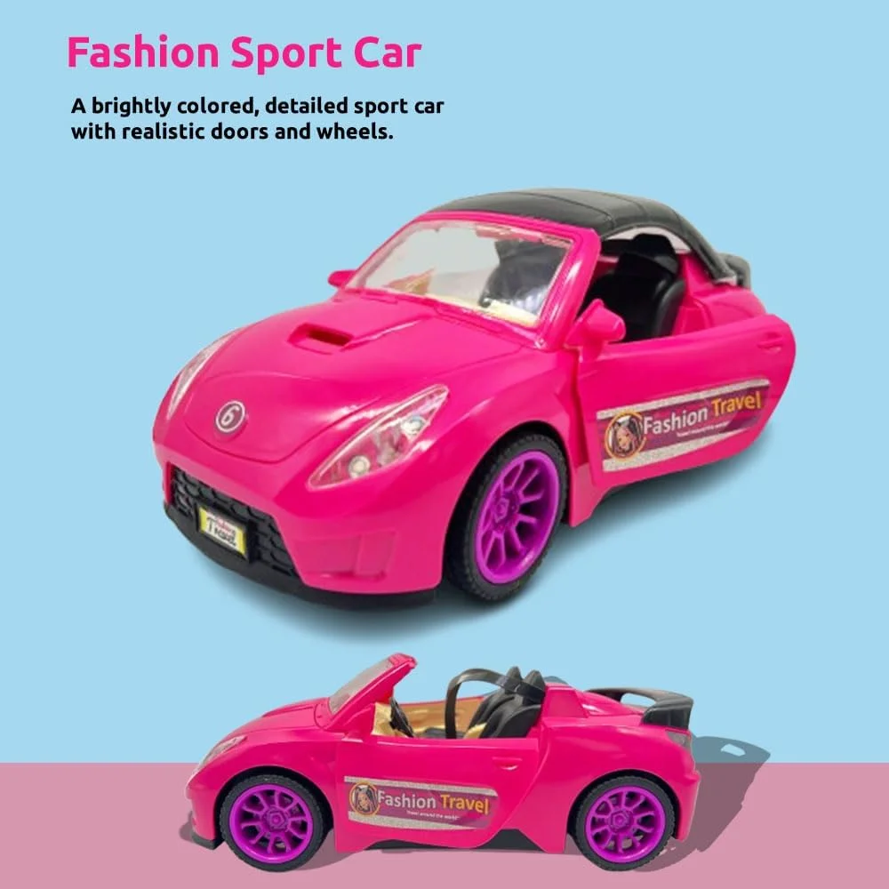 ست اسباب بازی دخترانه فشن توی گاردن شامل عروسک، ماشین اسپرت و هلیکوپتر، هدیه ای سرگرم کننده و خلاقانه برای کودکان