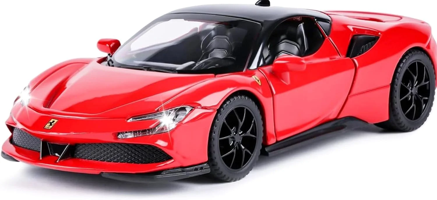 ماشین مدل TOY GARDEN، مقیاس ۱/۳۲، عقب کش، دایکست، با نور و صدا، اسباب بازی ماشین برای کودکان، هدیه پسرانه (قرمز)