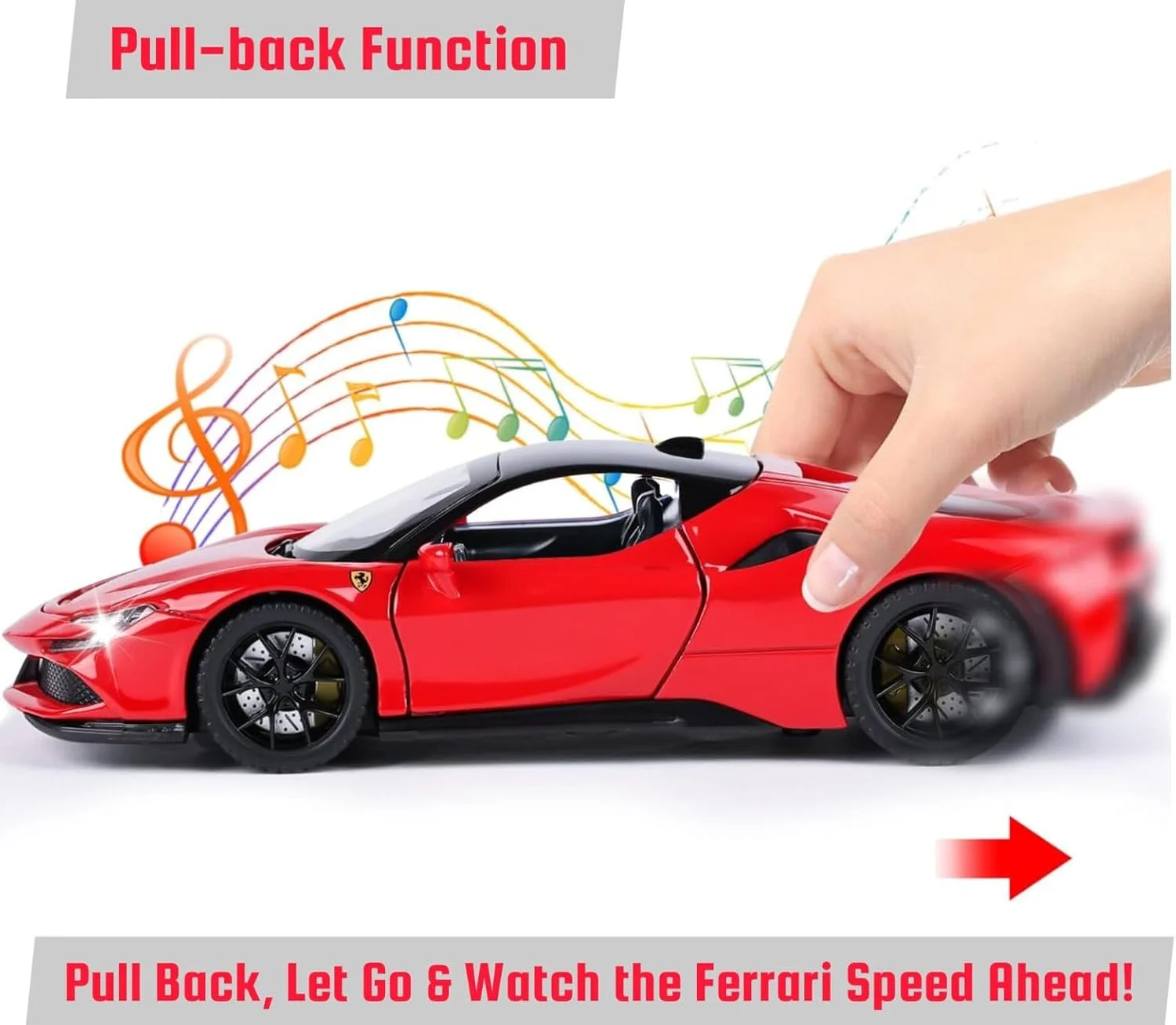 ماشین مدل TOY GARDEN، مقیاس ۱/۳۲، عقب کش، دایکست، با نور و صدا، اسباب بازی ماشین برای کودکان، هدیه پسرانه (قرمز)