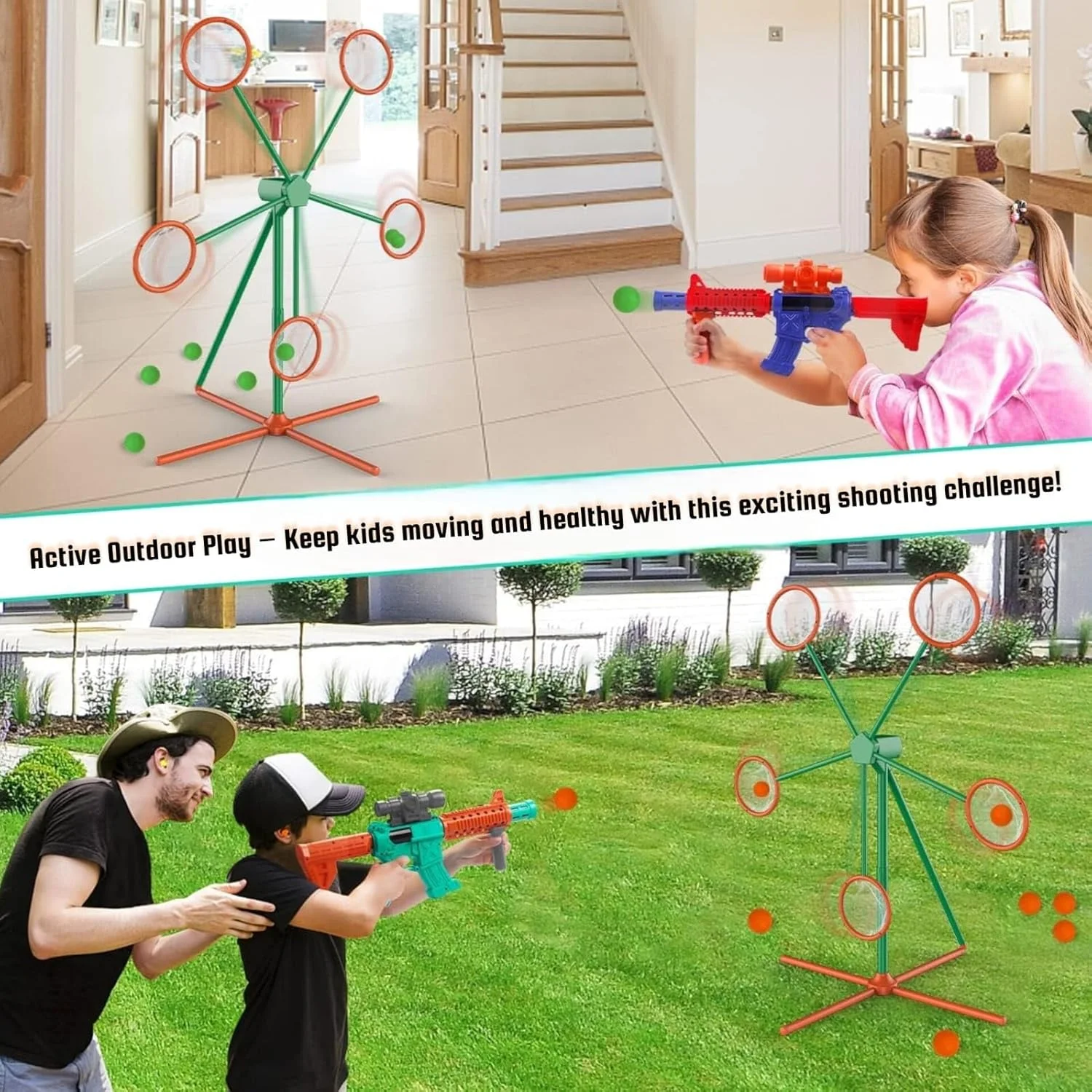 تفنگ اسباب بازی تیر فومی نرم TOY GARDEN برای کودکان 3 سال به بالا، تفنگ پرتاب دارت فومی با برد بلند و کنترل سرعت چرخشی، اسباب بازی ایمن برای بازی در فضای داخلی و خارجی، برد شلیک 10 متر، بارگیری آسان، هدیه برای پسران و دختران