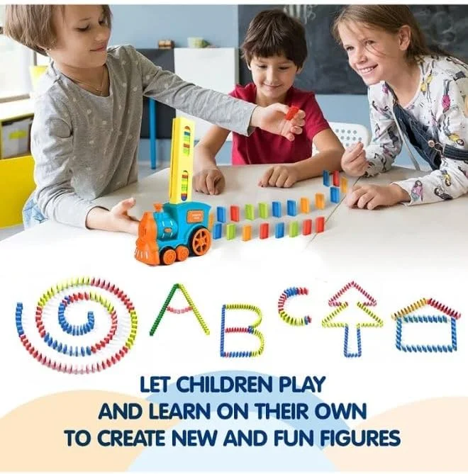 اسباب بازی قطار دومینو TOY GARDEN با 120 قطعه رنگارنگ - قطار برقی چیدمان اتوماتیک، جلوه های صوتی، جهت قابل تنظیم، بازی پازل ساختنی DIY، هدیه برای کودکان 3 سال به بالا