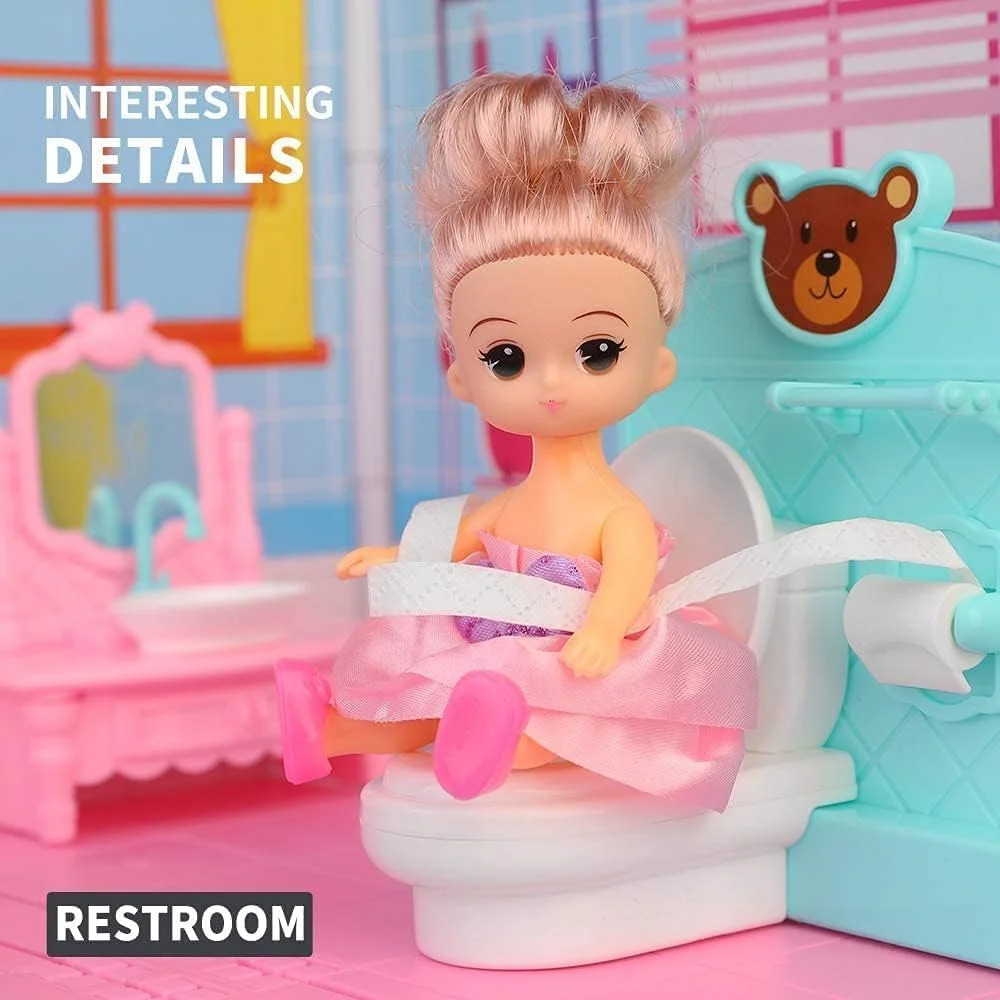 خانه عروسکی رویایی TOY GARDEN | خانه سازی DIY با مبلمان، سرسره های متحرک، حیوانات خانگی و عروسک ها | خانه بازی تعاملی مهمانی برای کودکان 3 سال به بالا