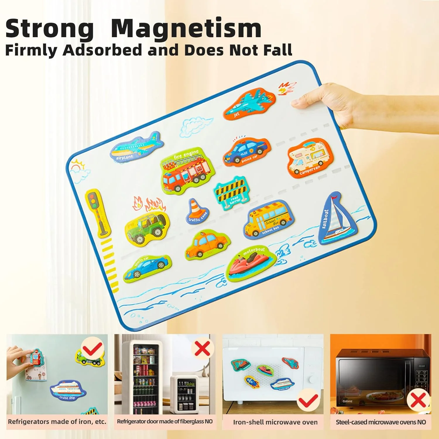مجموعه حروف الفبای آهنربایی بزرگ Mideer، آهنرباهای الفبا برای کودکان، آهنرباهای یخچال ABC، آموزش ABC برای کودکان، آهنرباهای یخچال، اسباب بازی های آموزشی و یادگیری پیش دبستانی برای کودکان 3 سال به بالا (آهنرباهای وسایل نقلیه)