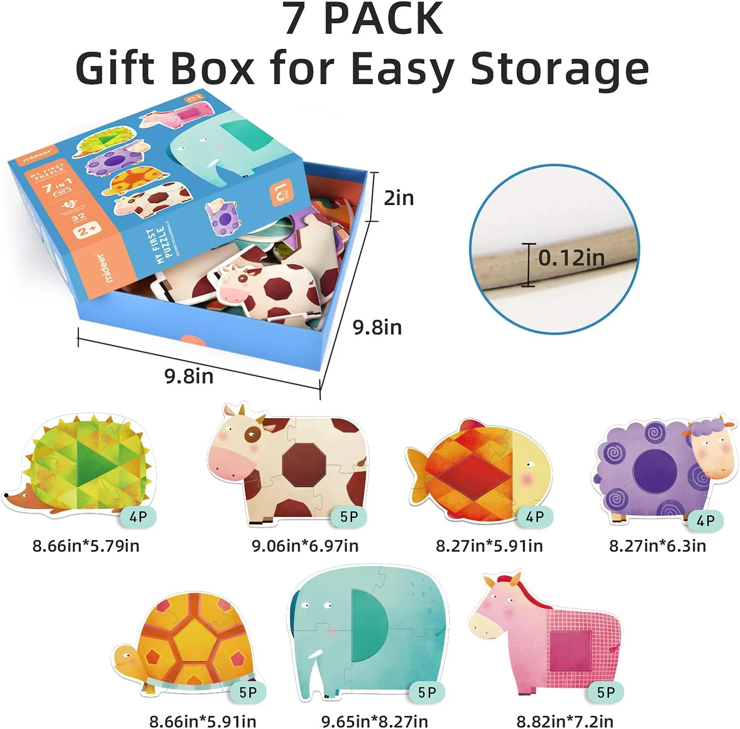 پازل های MIDEER برای کودکان 2 تا 4 ساله، پازل برای کودکان 3 تا 5 ساله، پازل مبتدی زمینی، پازل بزرگ طرح حیوانات برای کودکان، اسباب بازی های آموزشی پیش دبستانی