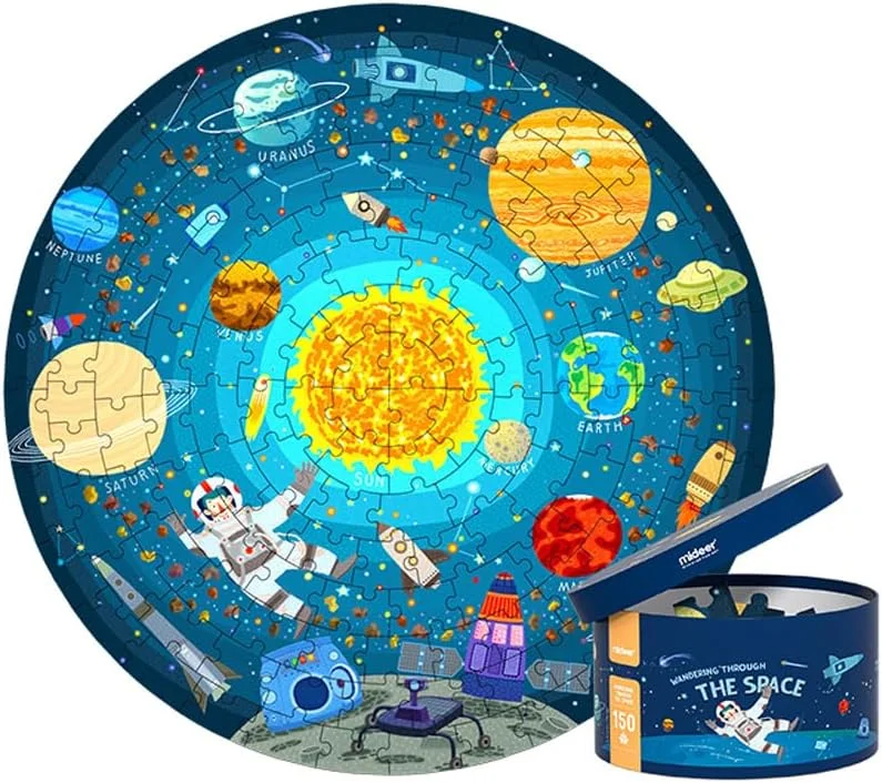 پازل گرد 150 تکه Mideer - پازل کلاسیک برای کودکان - پازل طبیعت برای کودکان 5-8 ساله - اسباب بازی های پیش دبستانی مونته سوری - شیرجه در دریا (پازل کهکشان)