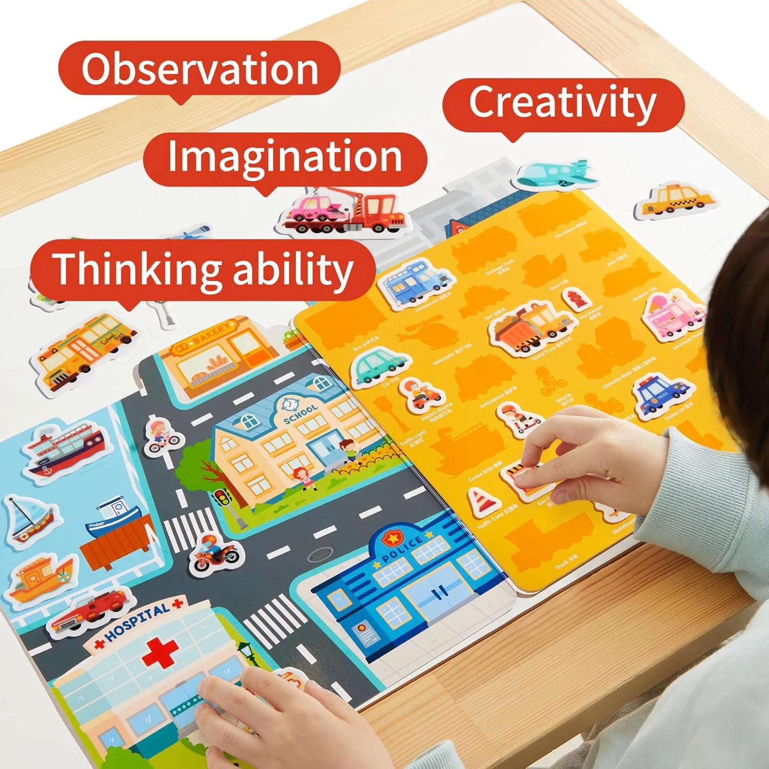 کتاب استیکر قابل استفاده مجدد Mideer برای کودکان 2-4 سال، استیکرهای پفی ضد آب برای کودکان نوپا 1-3 سال، فعالیت بازی حسی آموزشی (ترافیک شلوغ)