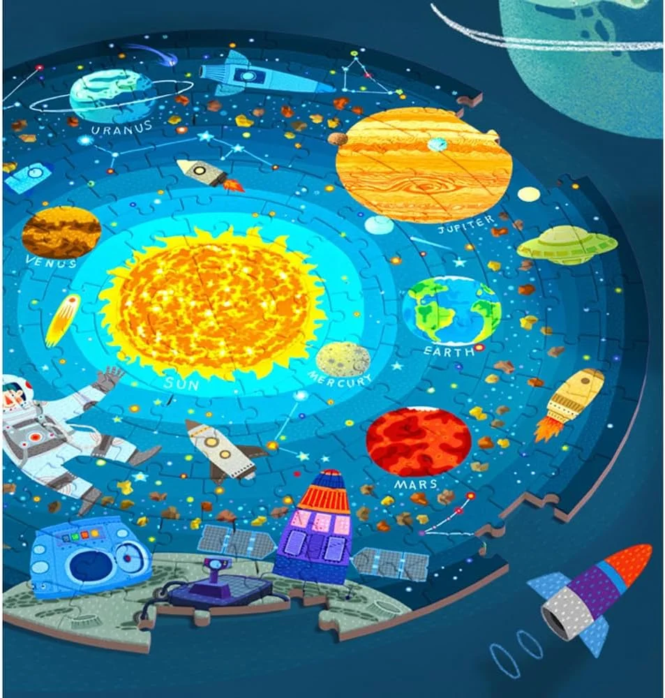 پازل گرد 150 تکه Mideer - پازل کلاسیک برای کودکان - پازل طبیعت برای کودکان 5-8 ساله - اسباب بازی های پیش دبستانی مونته سوری - شیرجه در دریا (پازل کهکشان)