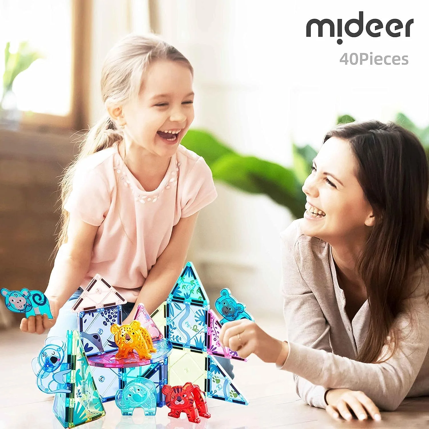 کاشی های مغناطیسی Mideer، کاشی های ساختمانی، ساخت بلوک های ساختمانی سه بعدی، مجموعه آهنربایی، هدیه آموزشی برای دختران و پسران 3+ سال، اسباب بازی توسعه زودهنگام برای یادگیری پیش دبستانی کودکان (40 قطعه)