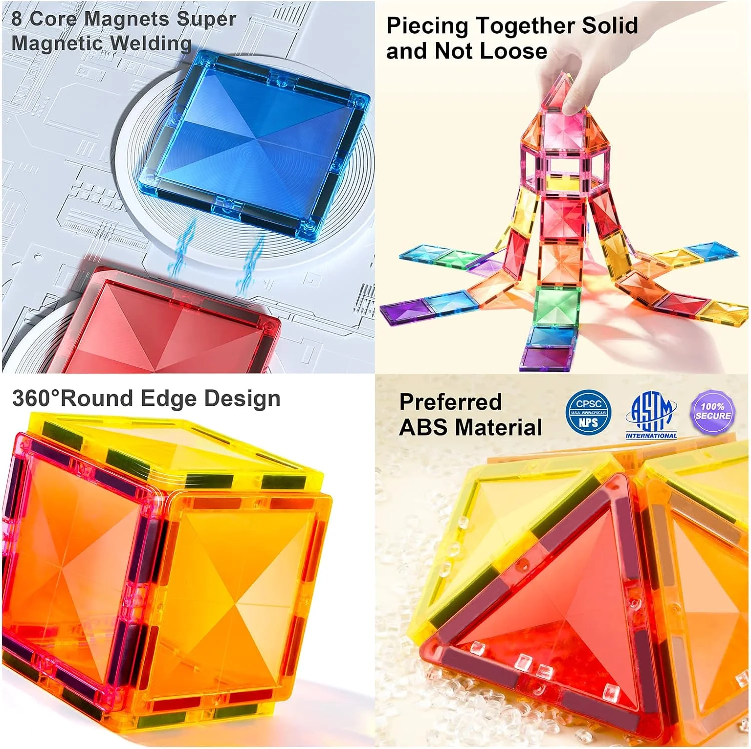 کاشی های مغناطیسی Mideer، کاشی های ساختمانی، ساخت و ساز بلوک های ساختمانی سه بعدی، مجموعه آهنربا، هدیه آموزشی برای دختران و پسران 3+ سال، اسباب بازی توسعه اولیه برای یادگیری پیش دبستانی کودکان (100 قطعه)
