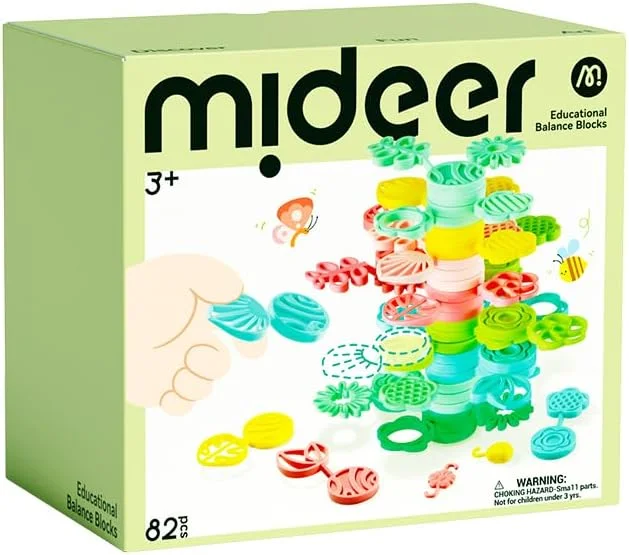بلوک های تعادلی گلدار Mideer برای کودکان - تقویت تمرکز و مهارت های حرکتی ظریف، سرگرمی چرخشی 360 درجه با لوازم جانبی آموزشی، ایده آل برای بازی در خانه، مرتب سازی، اسباب بازی یادگیری حروف و اعداد
